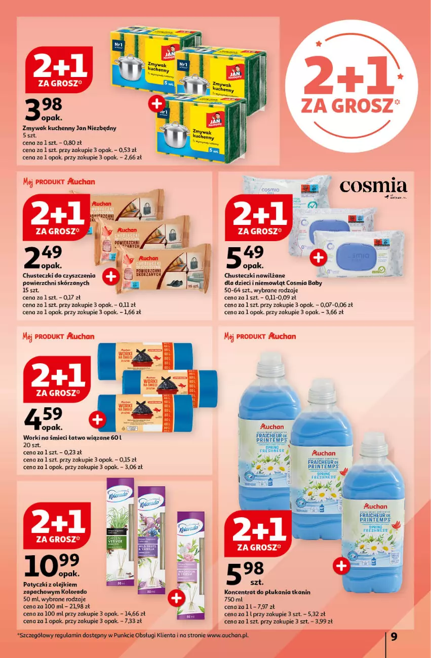 Gazetka promocyjna Auchan - Gazetka JESZCZE LEPSZE CENY Hipermarket Auchan - ważna 16.08 do 21.08.2024 - strona 11 - produkty: BIC, Chusteczki, Chusteczki do czyszczenia, Dzieci, Jan Niezbędny, Kolorado, Olej, Worki na śmiec, Worki na śmieci