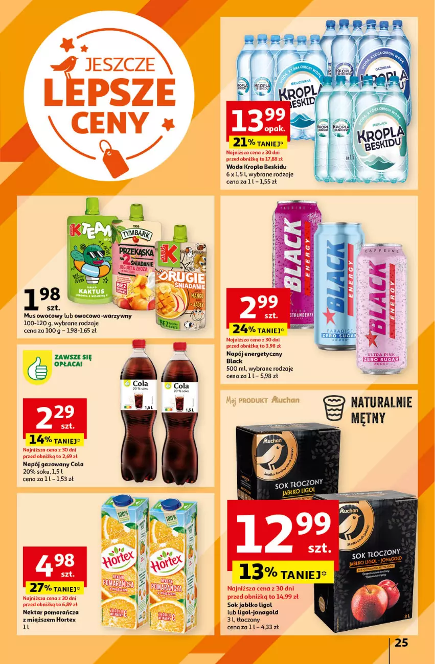 Gazetka promocyjna Auchan - Gazetka JESZCZE LEPSZE CENY Hipermarket Auchan - ważna 16.08 do 21.08.2024 - strona 27 - produkty: Hortex, Jonagold, Lack, Ligol, Mus, Napój, Napój energetyczny, Napój gazowany, Nektar, Sok, Woda