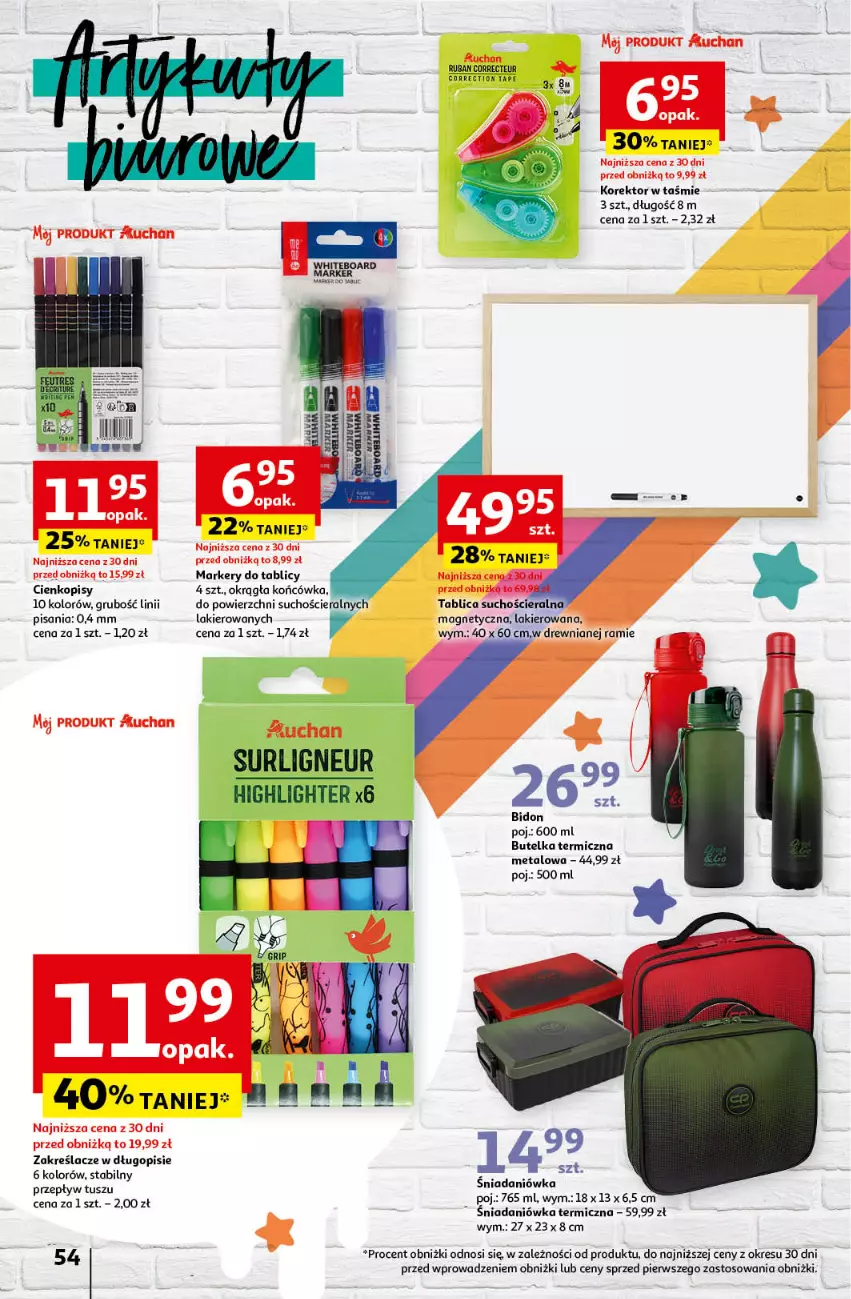 Gazetka promocyjna Auchan - Gazetka JESZCZE LEPSZE CENY Hipermarket Auchan - ważna 16.08 do 21.08.2024 - strona 62 - produkty: Długopis, Lakier, Marker, Tablica suchościeralna, Tusz