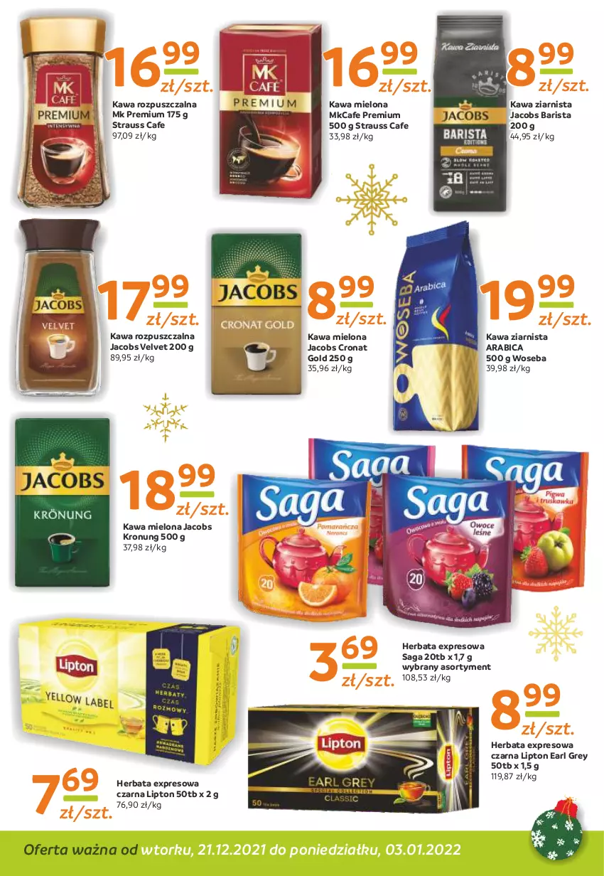 Gazetka promocyjna Gama - Gazetka Gama - ważna 21.12.2021 do 03.01.2022 - strona 6 - produkty: BIC, Earl Grey, Herbata, Jacobs, Jacobs Velvet, Kawa, Kawa mielona, Kawa rozpuszczalna, Kawa ziarnista, Lipton, Saga, Velvet, Woseba