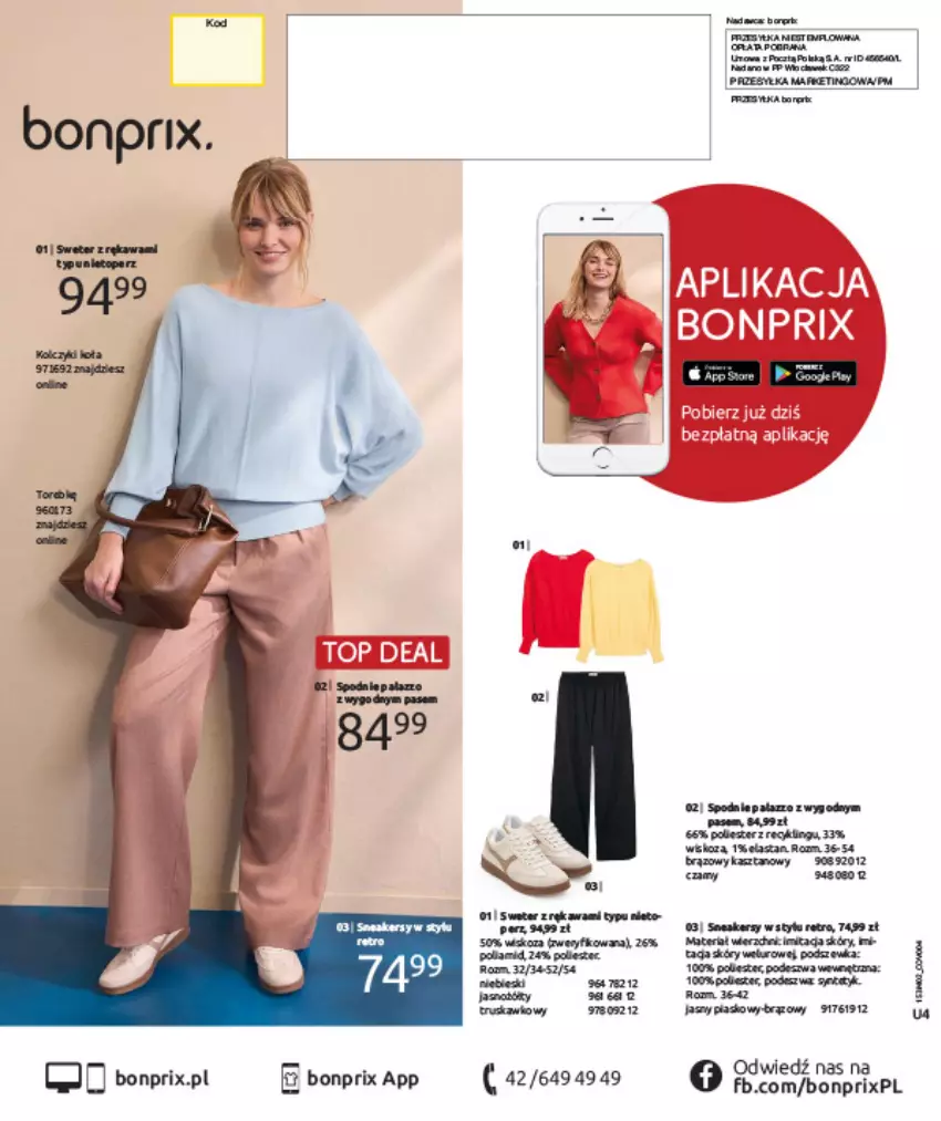 Gazetka promocyjna Bonprix - MODA, KTÓRA INSPIRUJE NA NOWO - ważna 19.02 do 09.03.2026 - strona 100 - produkty: Fa, Kawa, Kolczyki, Por, Spodnie, Sweter, Top