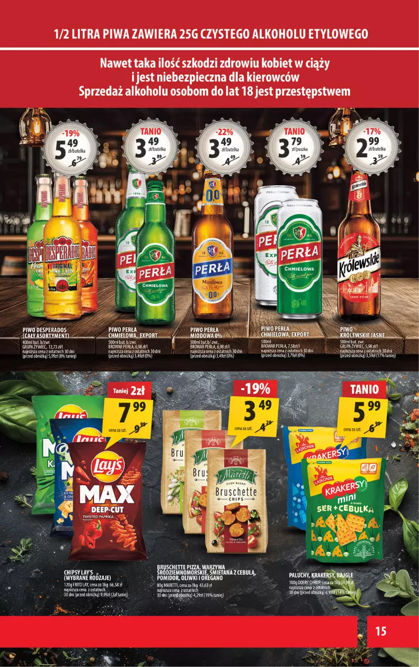 Gazetka promocyjna Arhelan - Gazetka - ważna 12.09 do 21.09.2025 - strona 15 - produkty: Bruschette, Chipsy, Fa, Gin, Perła, Piec, Piwa