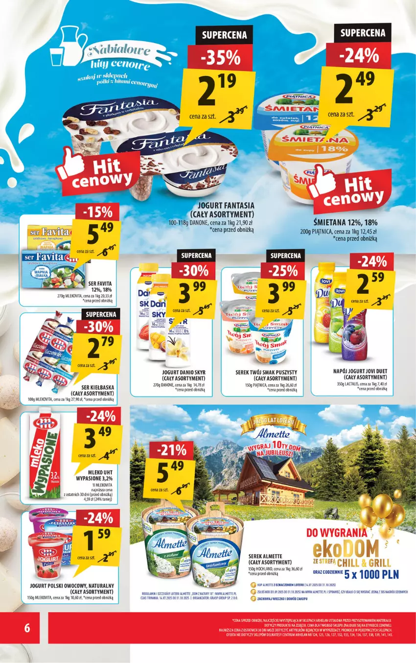 Gazetka promocyjna Arhelan - Gazetka - ważna 12.09 do 21.09.2025 - strona 6 - produkty: Almette, Danio, Danone, Fa, Fanta, Favita, Gra, Hochland, Jogurt, Kiwi, Mleko, Mlekovita, Napój, Piątnica, Rum, Ser, Serek, Twój Smak