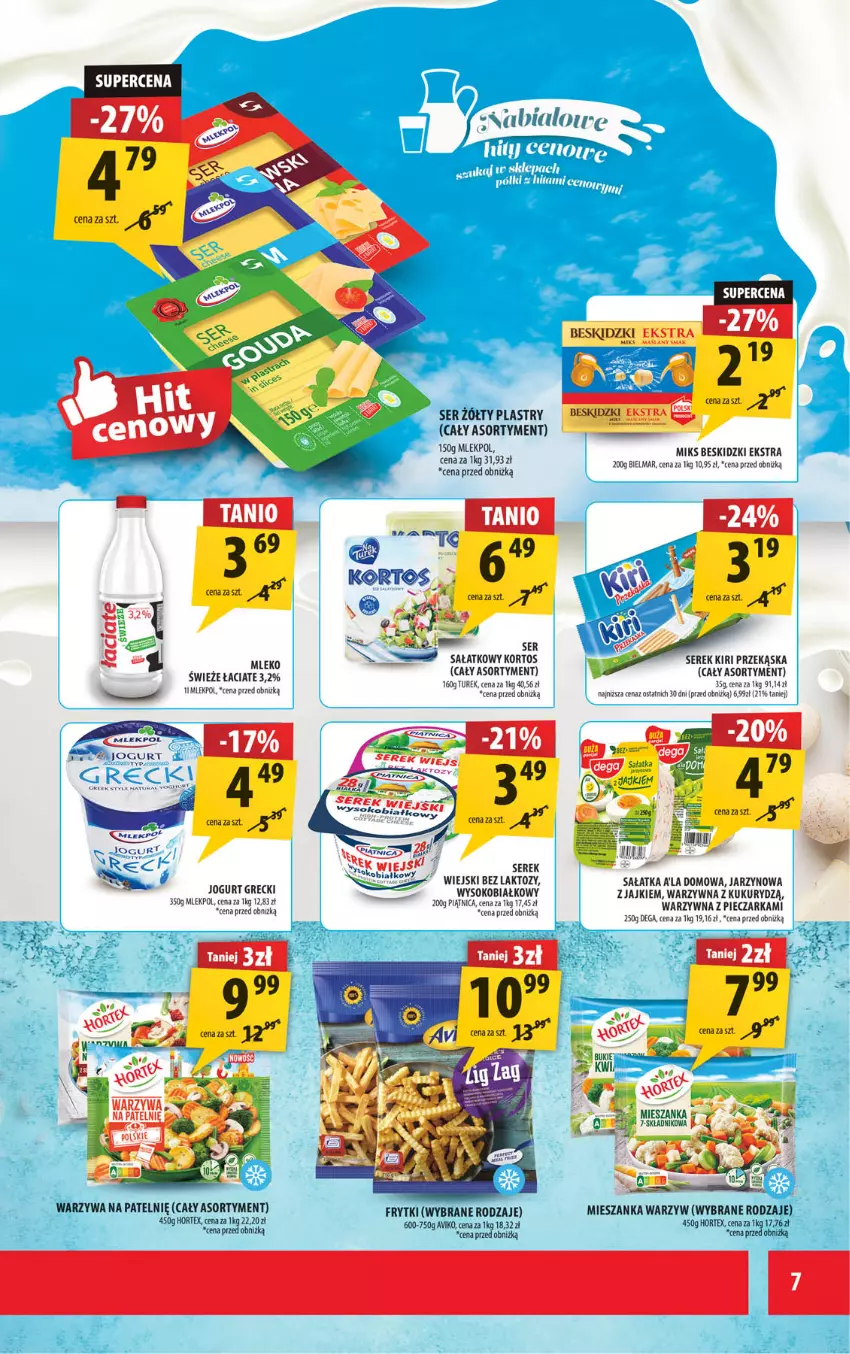 Gazetka promocyjna Arhelan - Gazetka - ważna 12.09 do 21.09.2025 - strona 7 - produkty: Beskidzki, Dega, Fa, Frytki, Hortex, Jogurt, Mieszanka warzyw, Piątnica, Piec, Pieczarka, Sałat, Sałatka, Ser, Serek, Serek wiejski, Sok, Warzywa