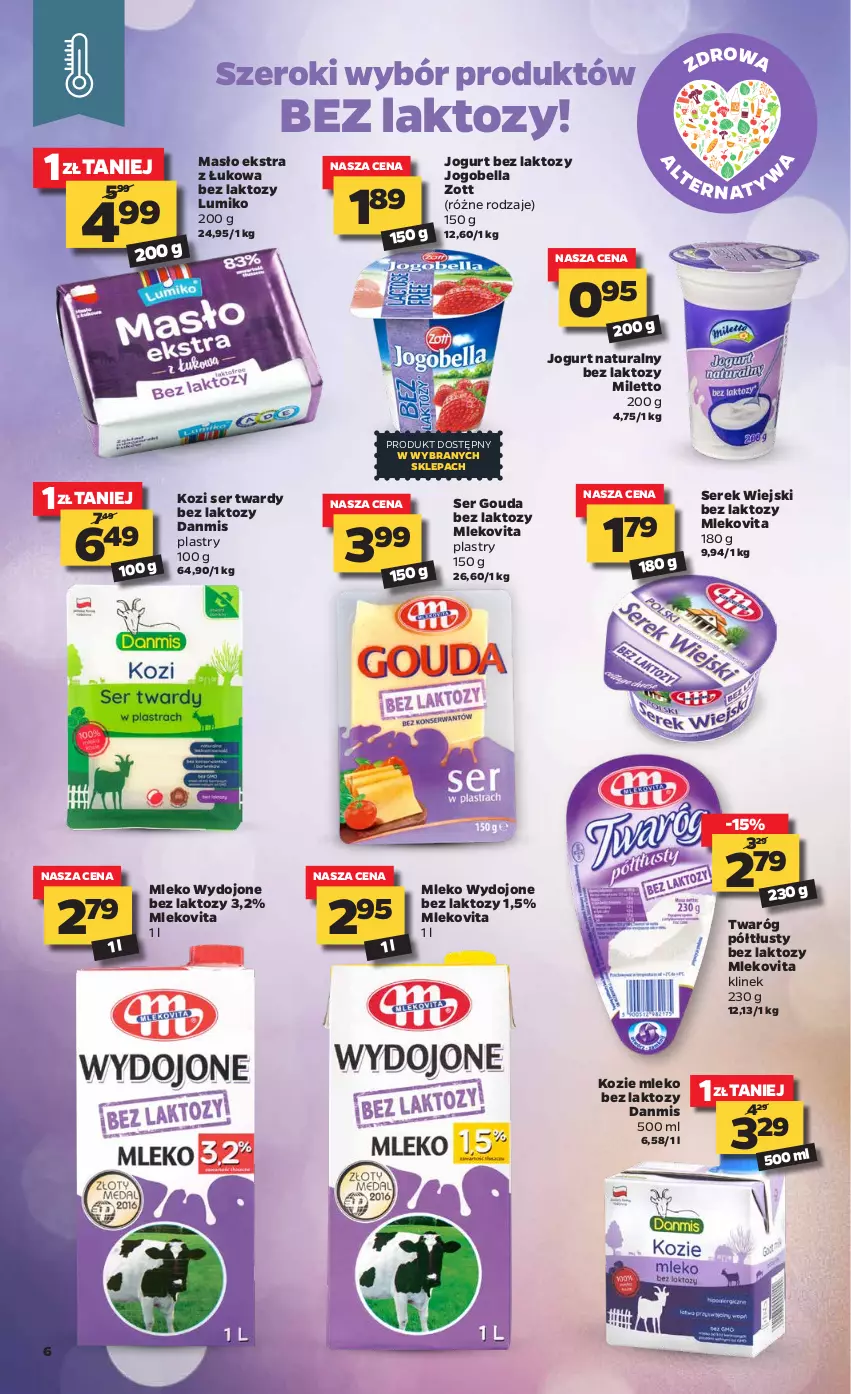 Gazetka promocyjna Netto - Gazetka spożywcza - ważna 06.04 do 10.04.2021 - strona 6 - produkty: Bell, Bella, Gouda, Jogobella, Jogurt, Jogurt naturalny, Masło, Mleko, Mleko bez laktozy, Mlekovita, Ser, Serek, Serek wiejski, Twaróg, Twaróg półtłusty, Zott