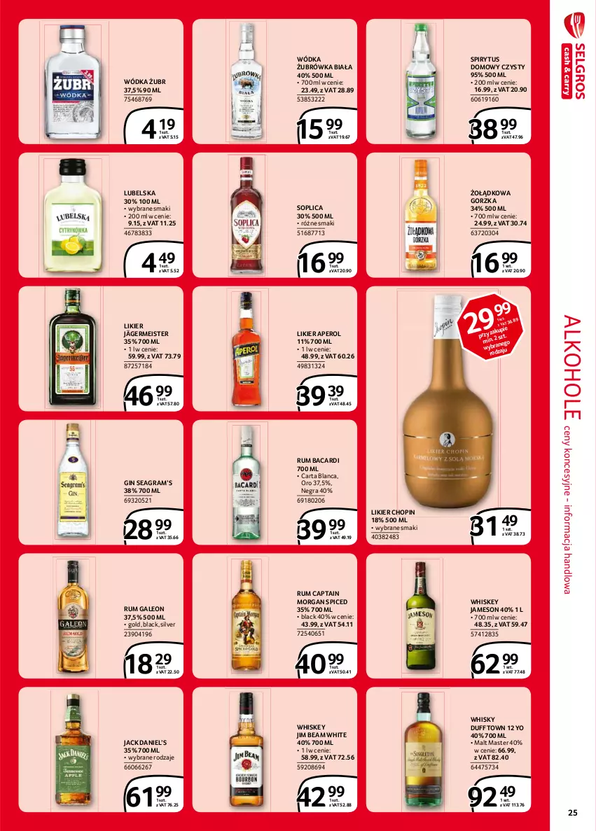 Gazetka promocyjna Selgros - Extra Oferta - ważna 01.02 do 28.02.2021 - strona 25 - produkty: Alkohole, Aperol, Bacardi, Captain Morgan, Gin, Gra, Jameson, Jim Beam, Lack, Leon, Likier, Rum, Soplica, Whiskey, Whisky, Wódka