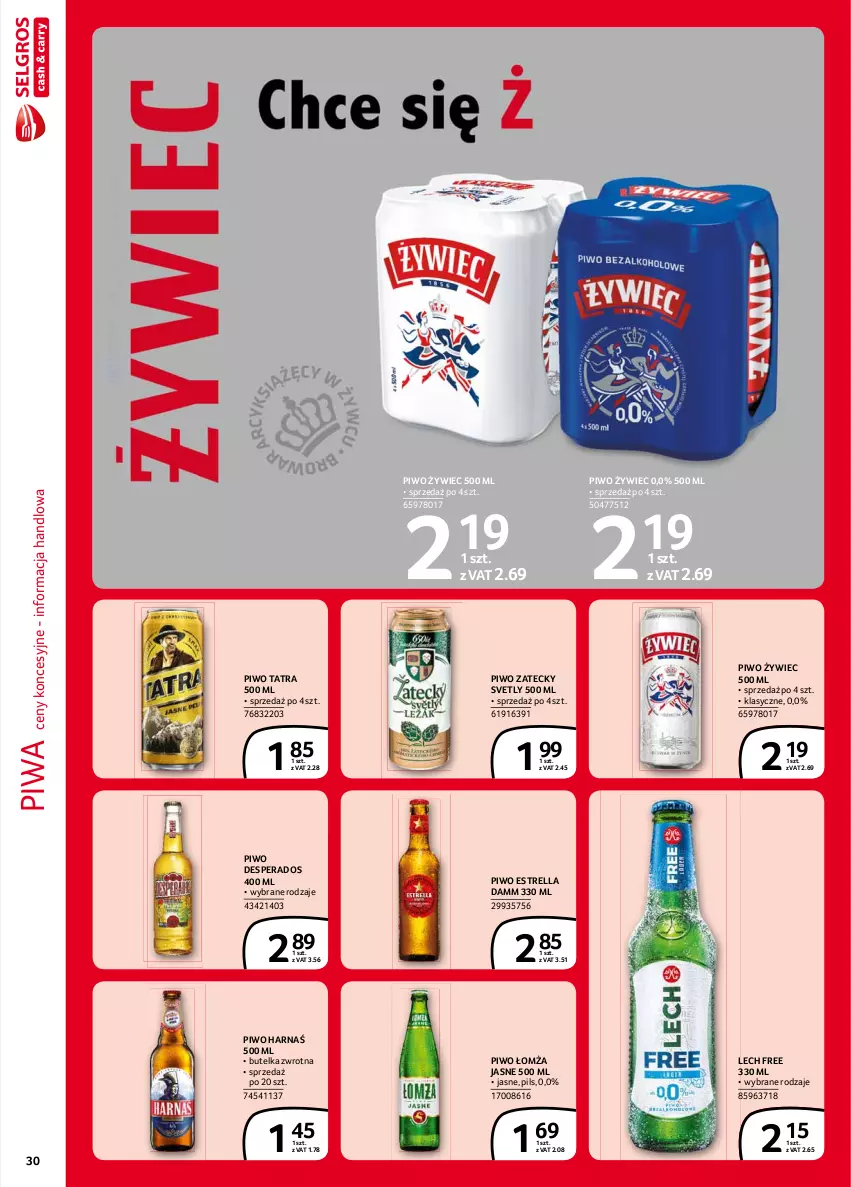 Gazetka promocyjna Selgros - Extra Oferta - ważna 01.02 do 28.02.2021 - strona 30 - produkty: Desperados, Harnaś, Piwa, Piwo, Tatra