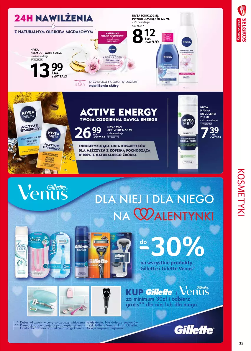 Gazetka promocyjna Selgros - Extra Oferta - ważna 01.02 do 28.02.2021 - strona 35 - produkty: Gillette, Gra, Krem do twarzy, Makijaż, Nivea, Nivea Men, Pianka do golenia, Tonik, Venus