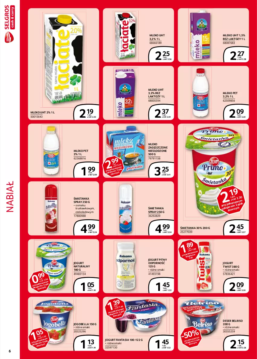 Gazetka promocyjna Selgros - Extra Oferta - ważna 01.02 do 28.02.2021 - strona 6 - produkty: Bell, Bella, Belriso, Deser, Fa, Fanta, Jogobella, Jogurt, Jogurt naturalny, Jogurt pitny, Mleko, Mleko zagęszczone, Por, Ser