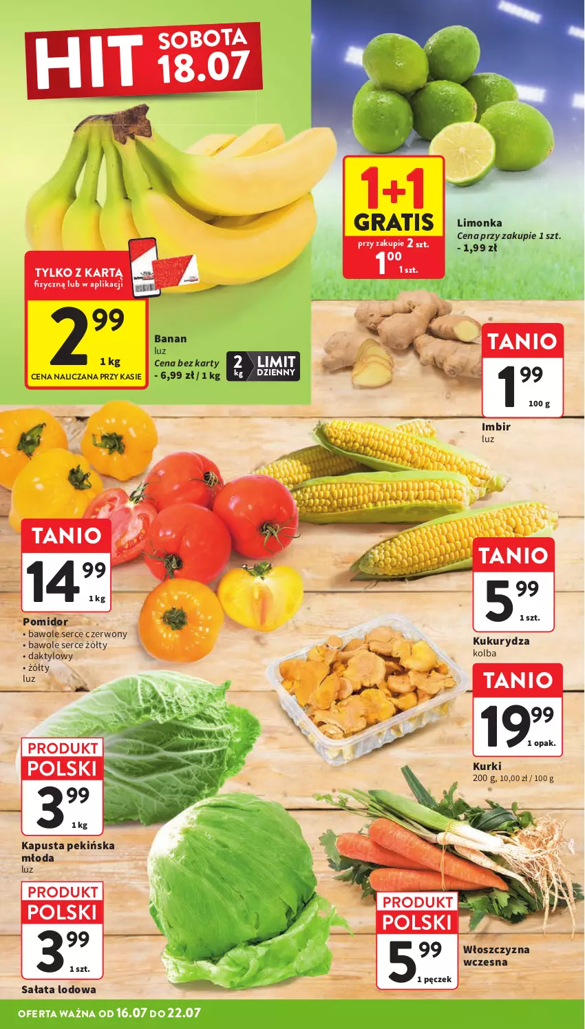 Gazetka promocyjna Intermarche - Gazetka Intermarche - ważna 16.07 do 22.07.2026 - strona 14 - produkty: Gra, Imbir, Kukurydza, Limonka, Sałat, Sałata lodowa, Ser