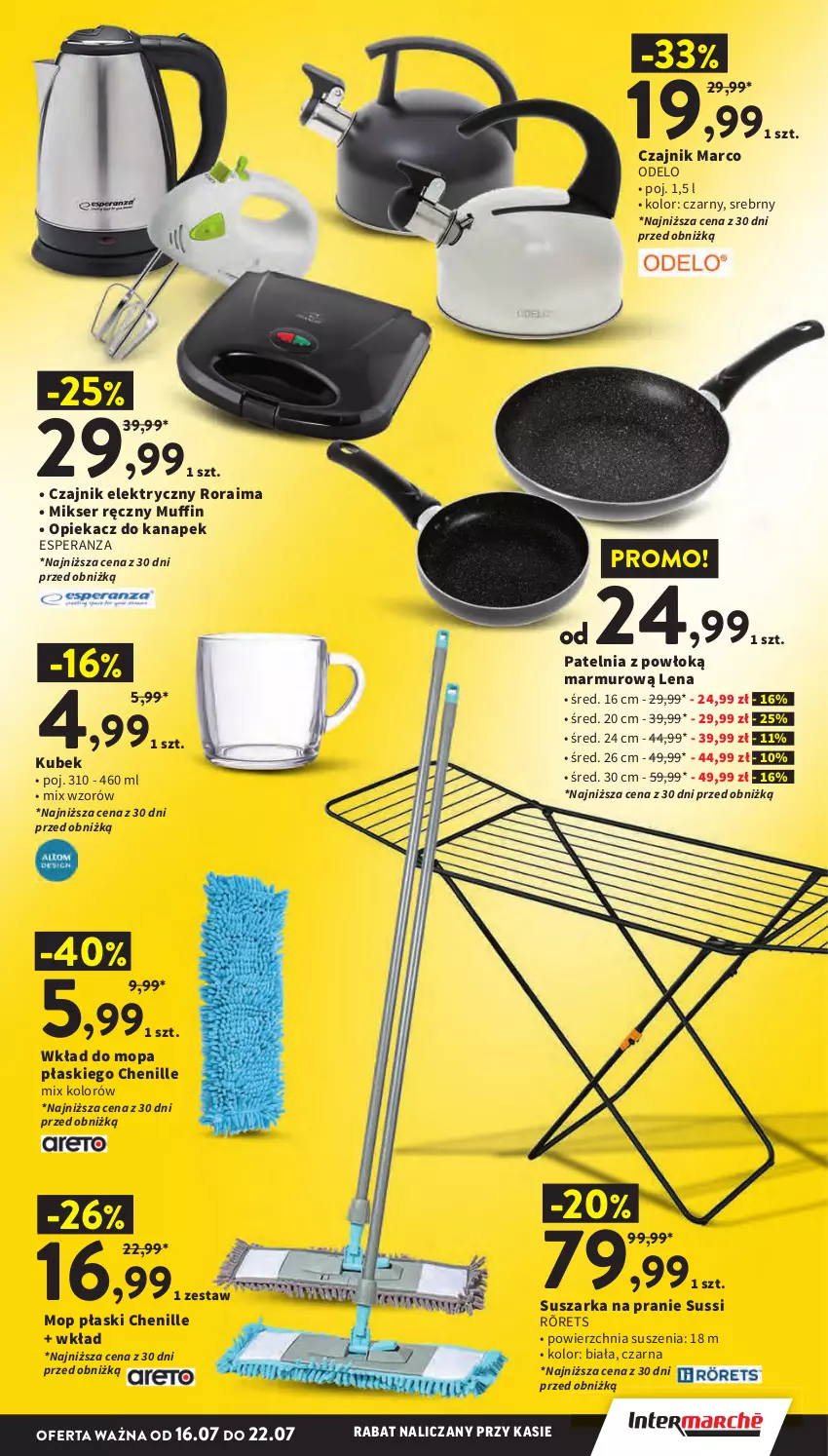 Gazetka promocyjna Intermarche - Gazetka Intermarche - ważna 16.07 do 22.07.2026 - strona 41 - produkty: Czajnik, Czajnik elektryczny, Kubek, Mikser, Mikser ręczny, Mop, Opiekacz do kanapek, Patelnia, Ser, Suszarka, Suszarka na pranie, Wkład do mopa