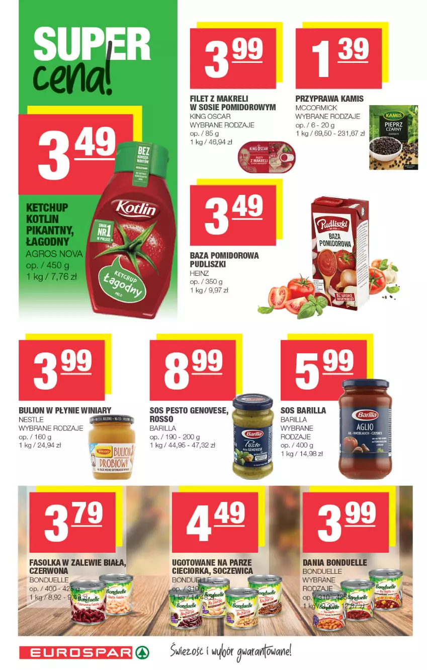 Gazetka promocyjna Spar - Spar - ważna 01.09 do 07.09.2021 - strona 12 - produkty: Barilla, Bonduelle, Bulion, Fa, Filet z makreli, Heinz, Kamis, Lion, Pesto, Por, Pudliszki, Sos