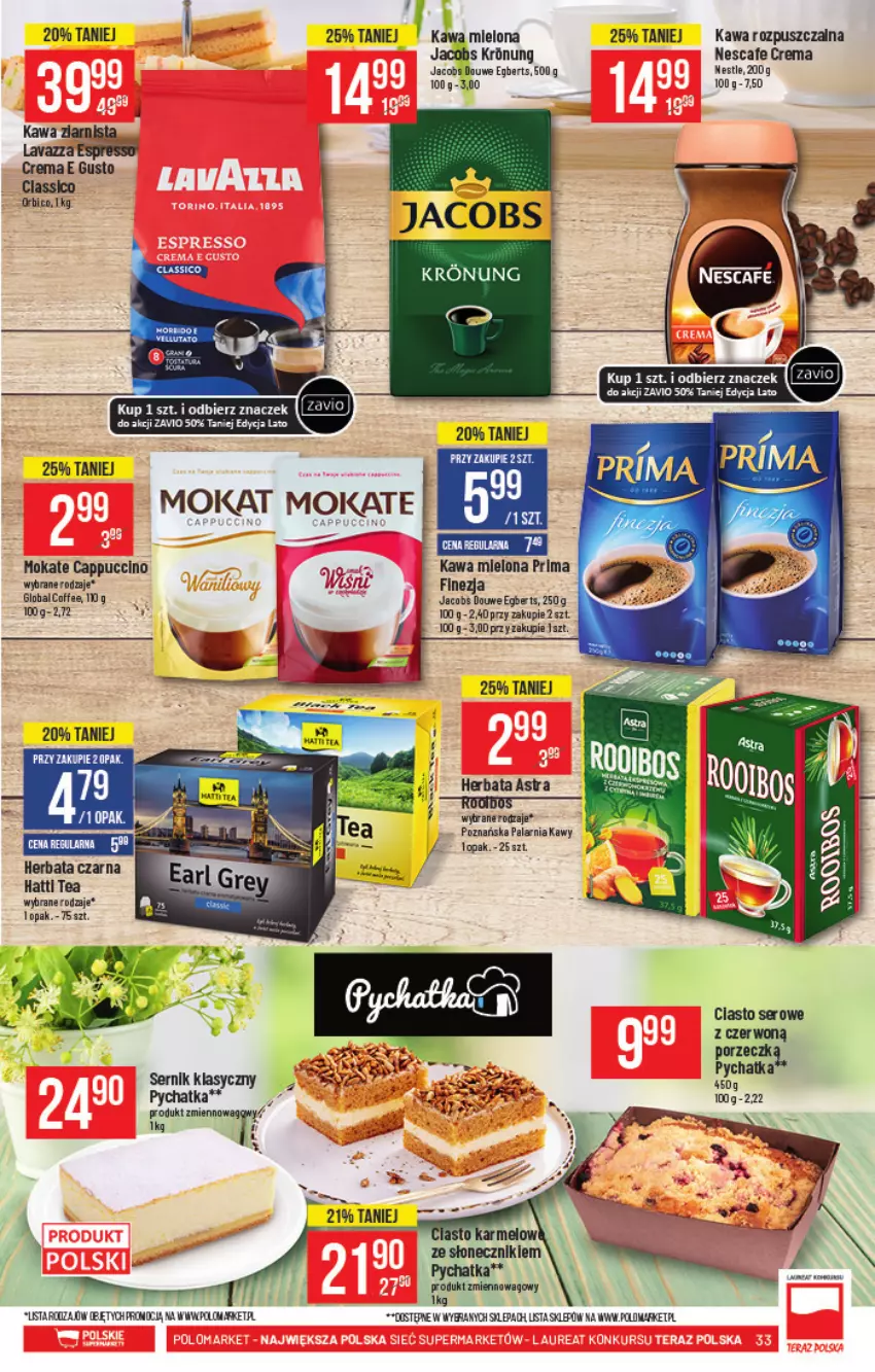 Gazetka promocyjna PoloMarket - Gazetka pomocyjna - ważna 04.08 do 10.08.2021 - strona 33 - produkty: Cappuccino, Fa, Herbata, Herbata czarna, Jacobs, Kawa, Kawa mielona, Kawa rozpuszczalna, Lavazza, Por, Prima, Ser