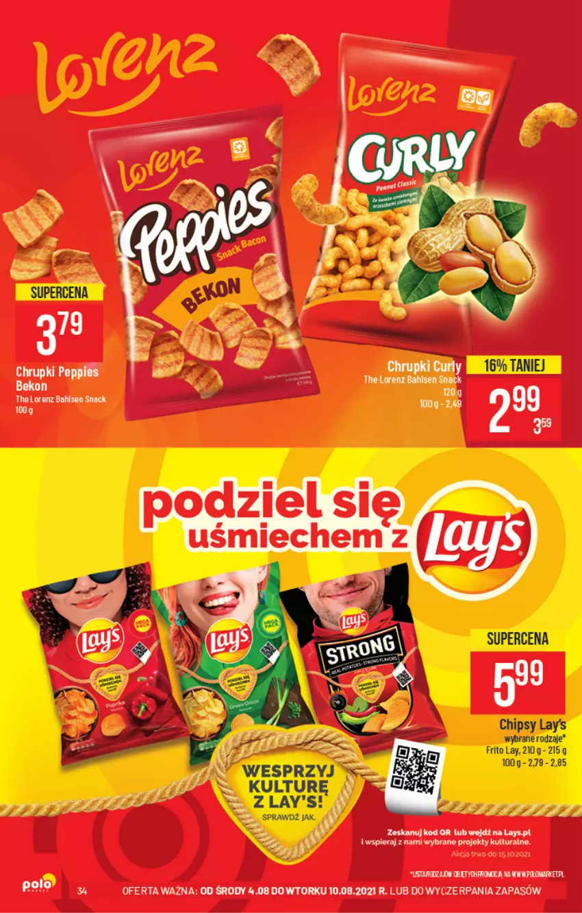 Gazetka promocyjna PoloMarket - Gazetka pomocyjna - ważna 04.08 do 10.08.2021 - strona 34 - produkty: Beko, Chipsy, Chrupki, Fa, Lorenz, Tesla