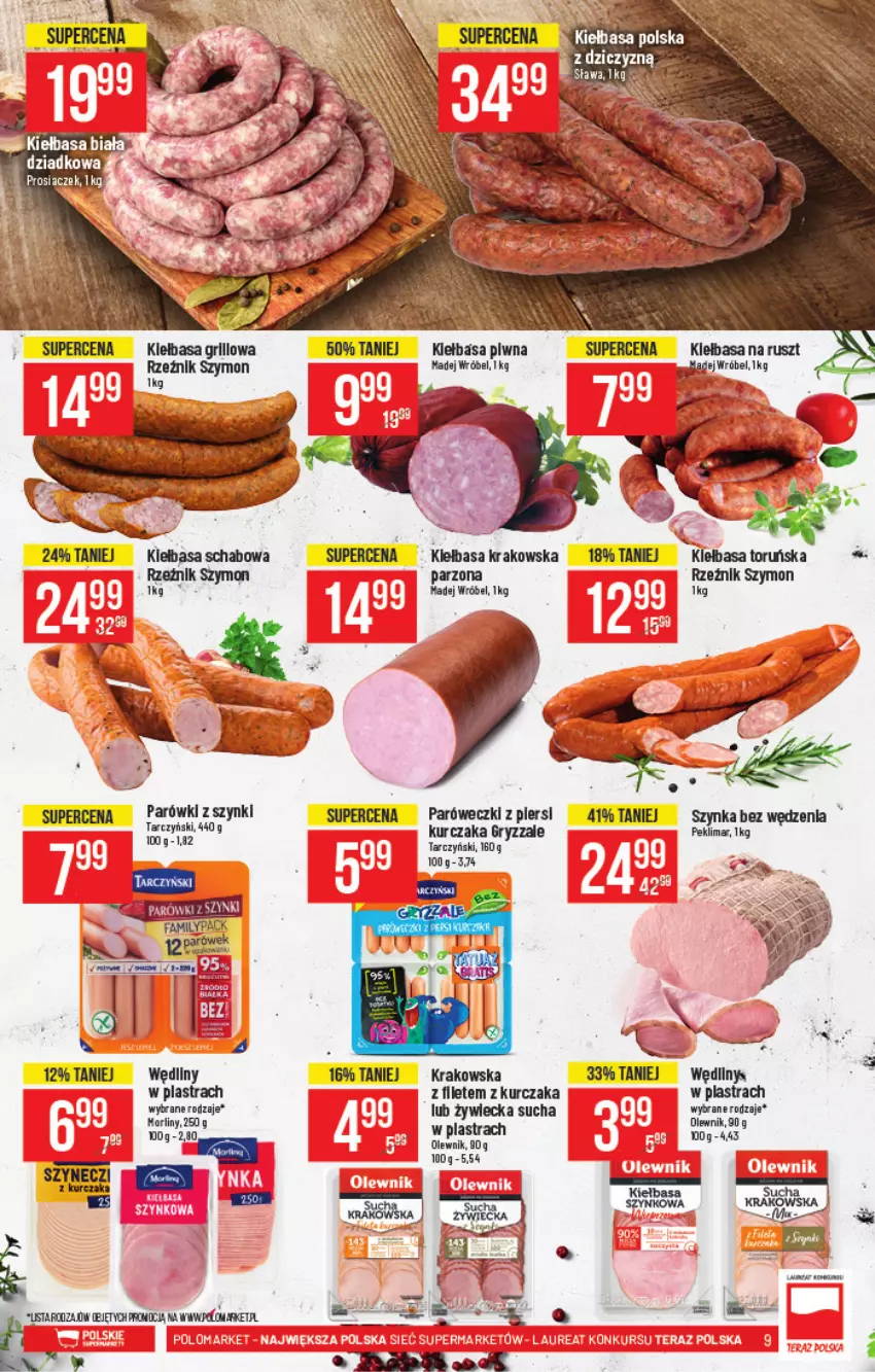 Gazetka promocyjna PoloMarket - Gazetka pomocyjna - ważna 04.08 do 10.08.2021 - strona 9 - produkty: Kiełbasa, Kiełbasa krakowska, Kiełbasa schabowa, Kurczak, LG, Olewnik, Parówki, Parówki z szynki, Szynka, Tarczyński