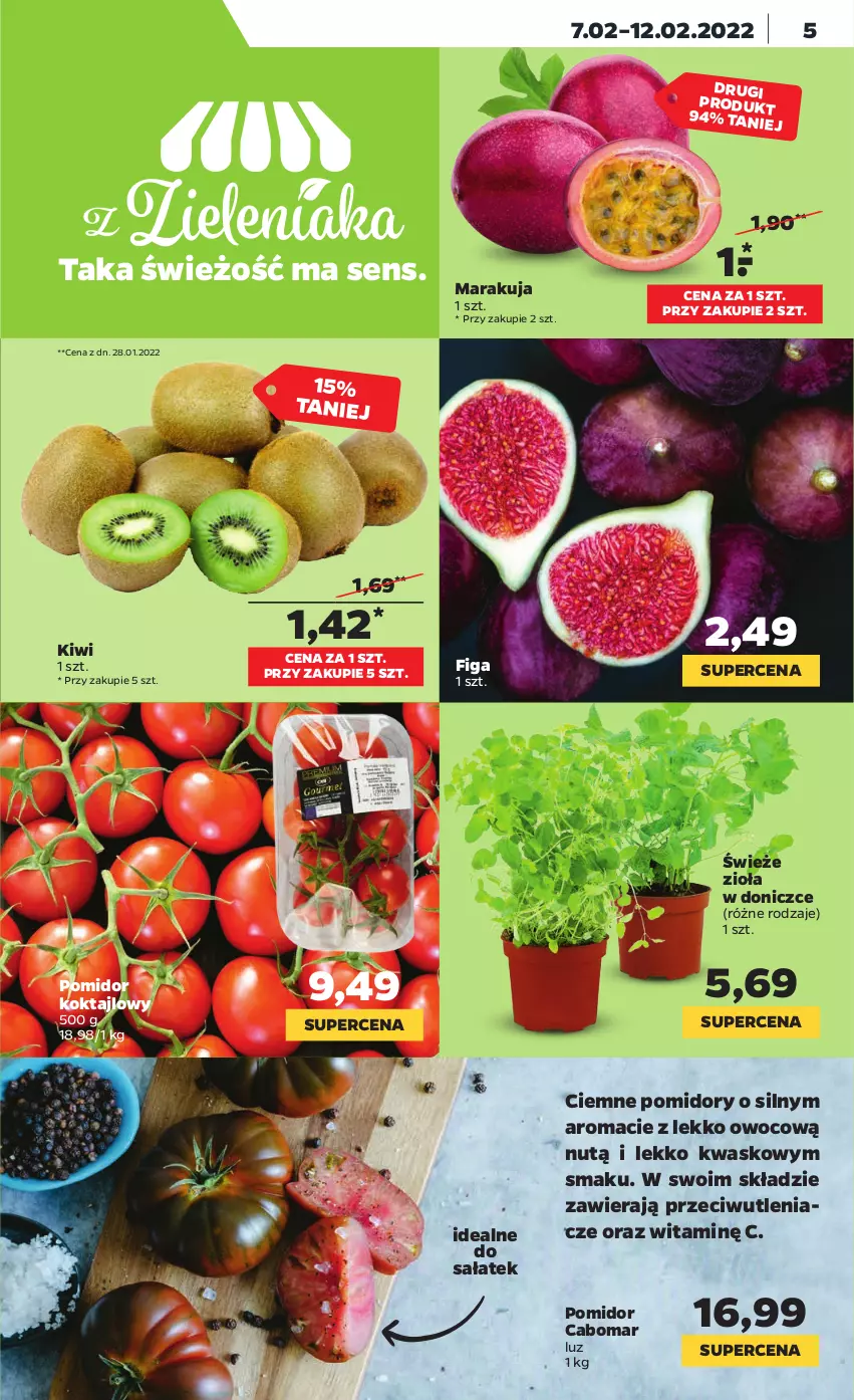 Gazetka promocyjna Netto - Gazetka spożywcza - ważna 07.02 do 12.02.2022 - strona 5 - produkty: Kiwi, Pomidory, Sałat, Zioła w doniczce