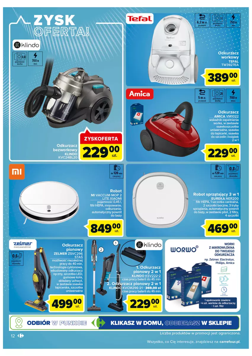 Gazetka promocyjna Carrefour - Gazetka Multimedia w domu i pracy - ważna 16.08 do 03.09.2022 - strona 12 - produkty: Amica, Electrolux, Odkurzacz, Orka, Philips, Przewód, Zelmer