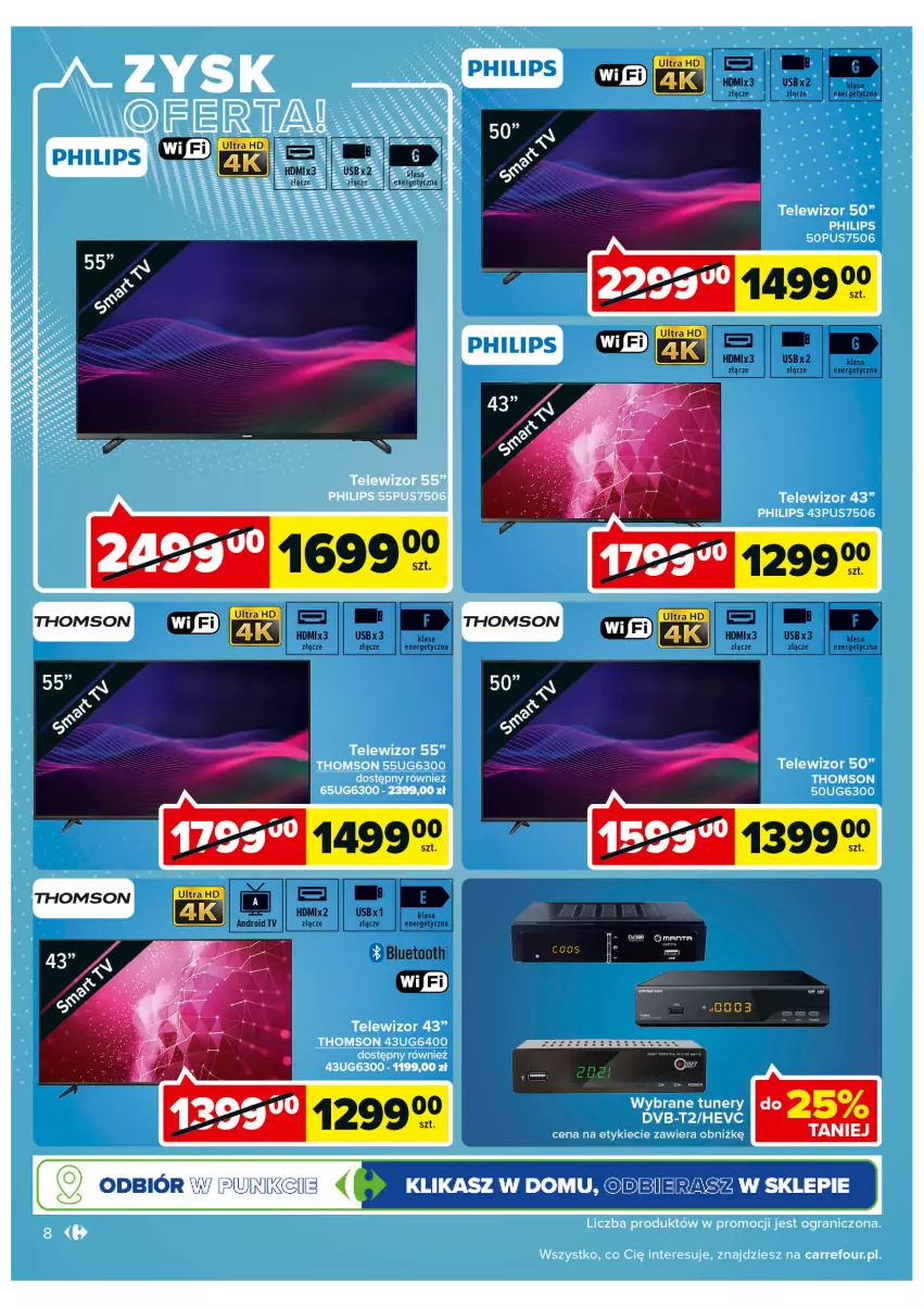 Gazetka promocyjna Carrefour - Gazetka Multimedia w domu i pracy - ważna 16.08 do 03.09.2022 - strona 8 - produkty: Gra, Philips, Telewizor, Thomson