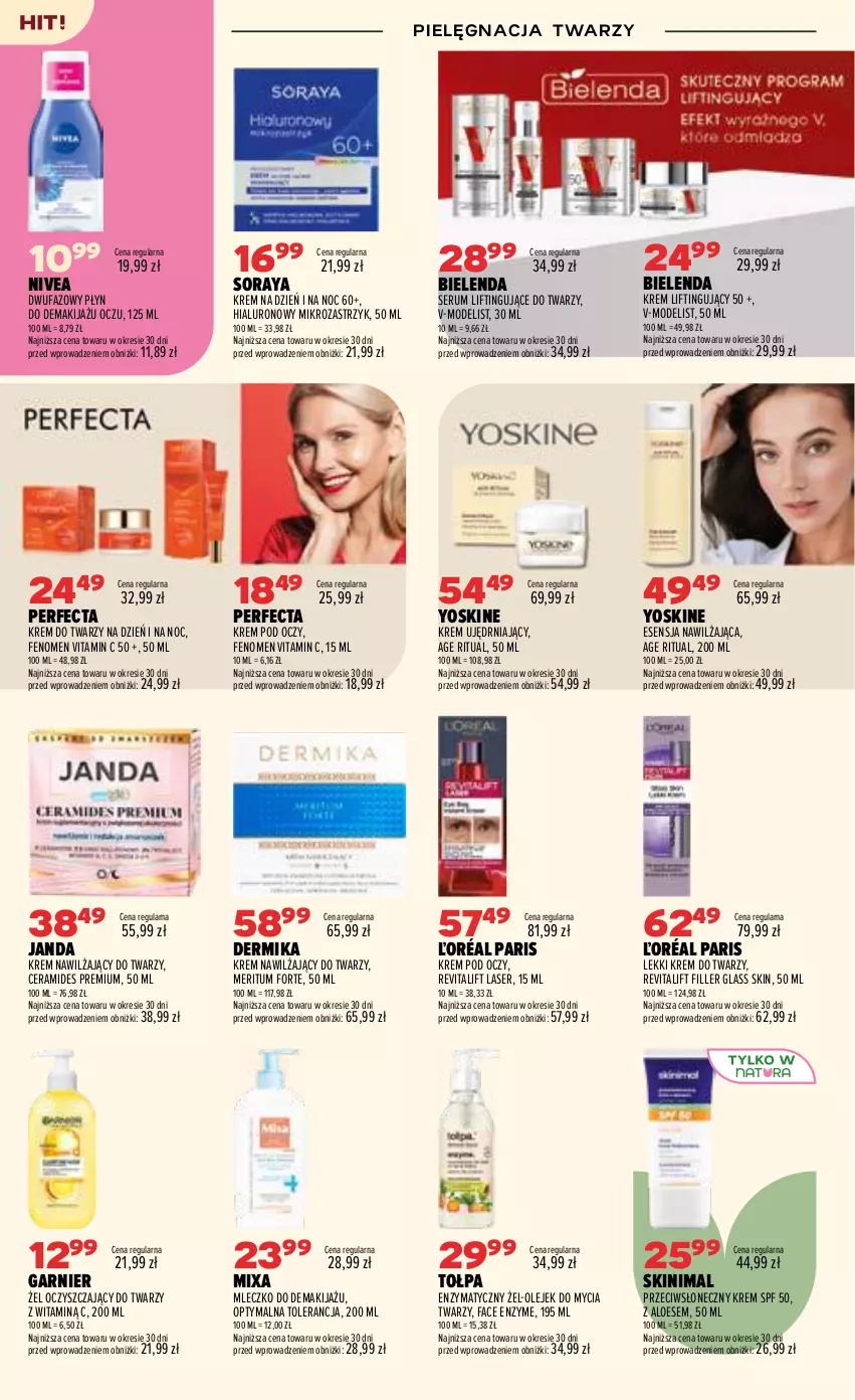 Gazetka promocyjna Drogerie Natura - Gazetka Drogerie Natura - ważna 06.08 do 24.08.2026 - strona 12 - produkty: Bielenda, Dermika, Fa, Garnier, Krem do twarzy, Krem na dzień, Krem na dzień i na noc, Krem nawilżający, Krem pod oczy, Makijaż, Mixa, Mleczko, Nivea, Olej, Perfecta, Rum, Ser, Serum, Tołpa, Yoskine