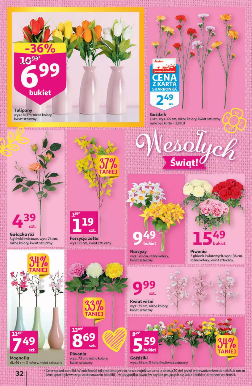 Gazetka promocyjna Auchan - Gazetka Wielkanoc w dobrym smaku Hipermarket Auchan - ważna 23.03 do 29.03.2023 - strona 32 - produkty: Bukiet, O nas, Piwo, Tulipan