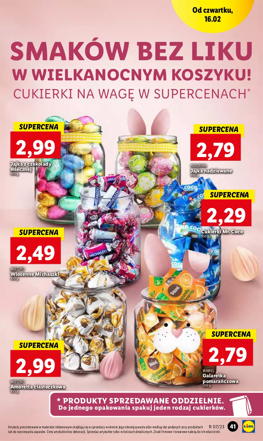 Gazetka promocyjna Lidl - GAZETKA - ważna 16.02 do 18.02.2023 - strona 41 - produkty: Cukier, Cukierki, Fa, Gala, Galaretka, Kosz, Wawel