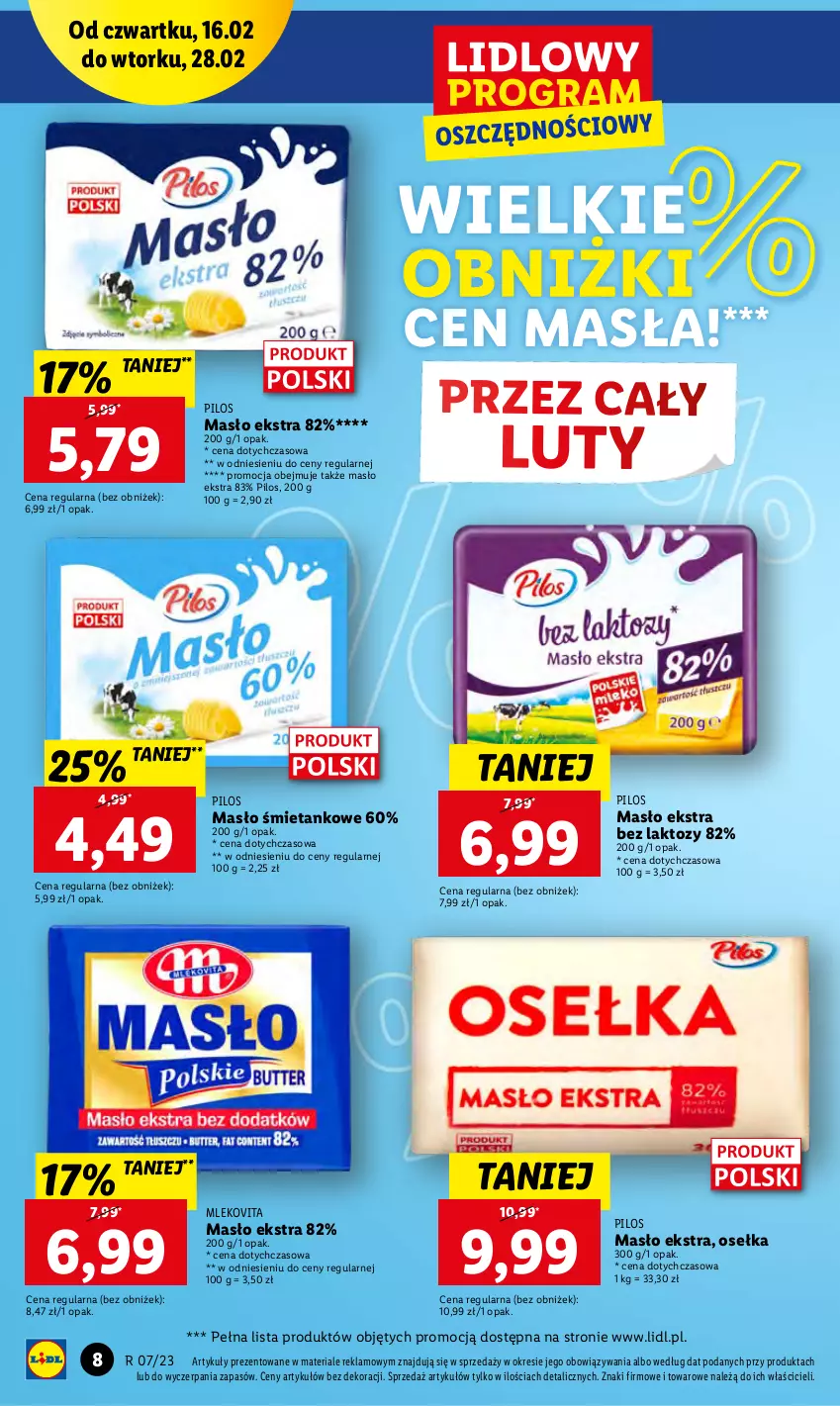 Gazetka promocyjna Lidl - GAZETKA - ważna 16.02 do 18.02.2023 - strona 8 - produkty: Masło, Mleko, Mlekovita, Pilos