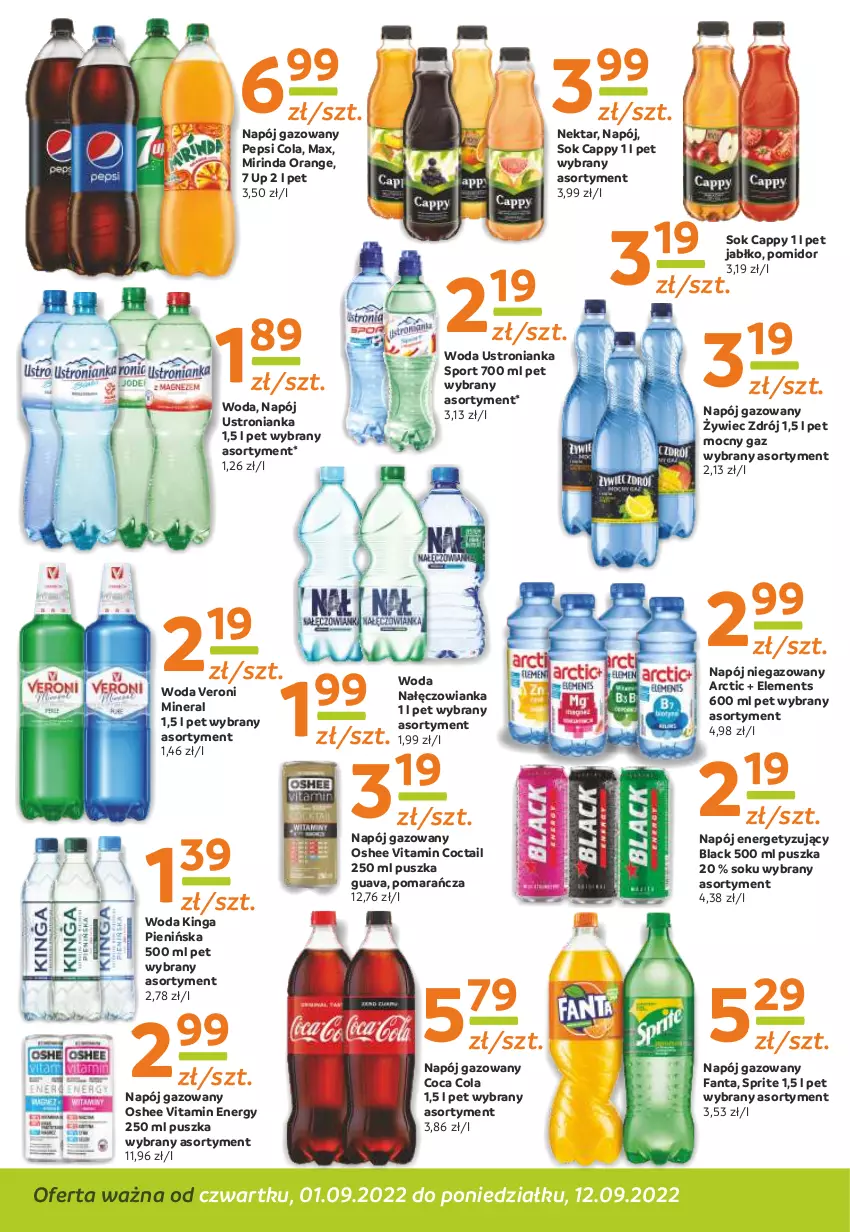 Gazetka promocyjna Gama - Gazetka Gama - ważna 12.09.2022 do 01.09.2023 - strona 10 - produkty: Cappy, Fa, Fanta, Lack, Mirinda, Nałęczowianka, Napój, Napój gazowany, Napój niegazowany, Nektar, Oshee, Pepsi, Por, Sok, Sport, Sprite, Woda