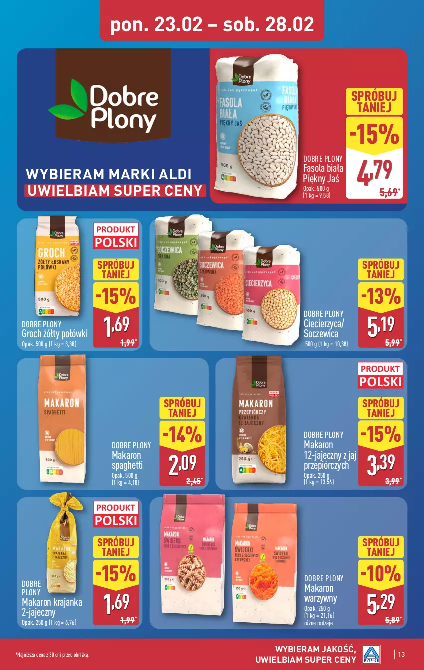 Gazetka promocyjna Aldi - Pełna oferta - ważna 23.02 do 28.02.2026 - strona 13 - produkty: Fa, Fasola, Groch, Makaron, Spaghetti