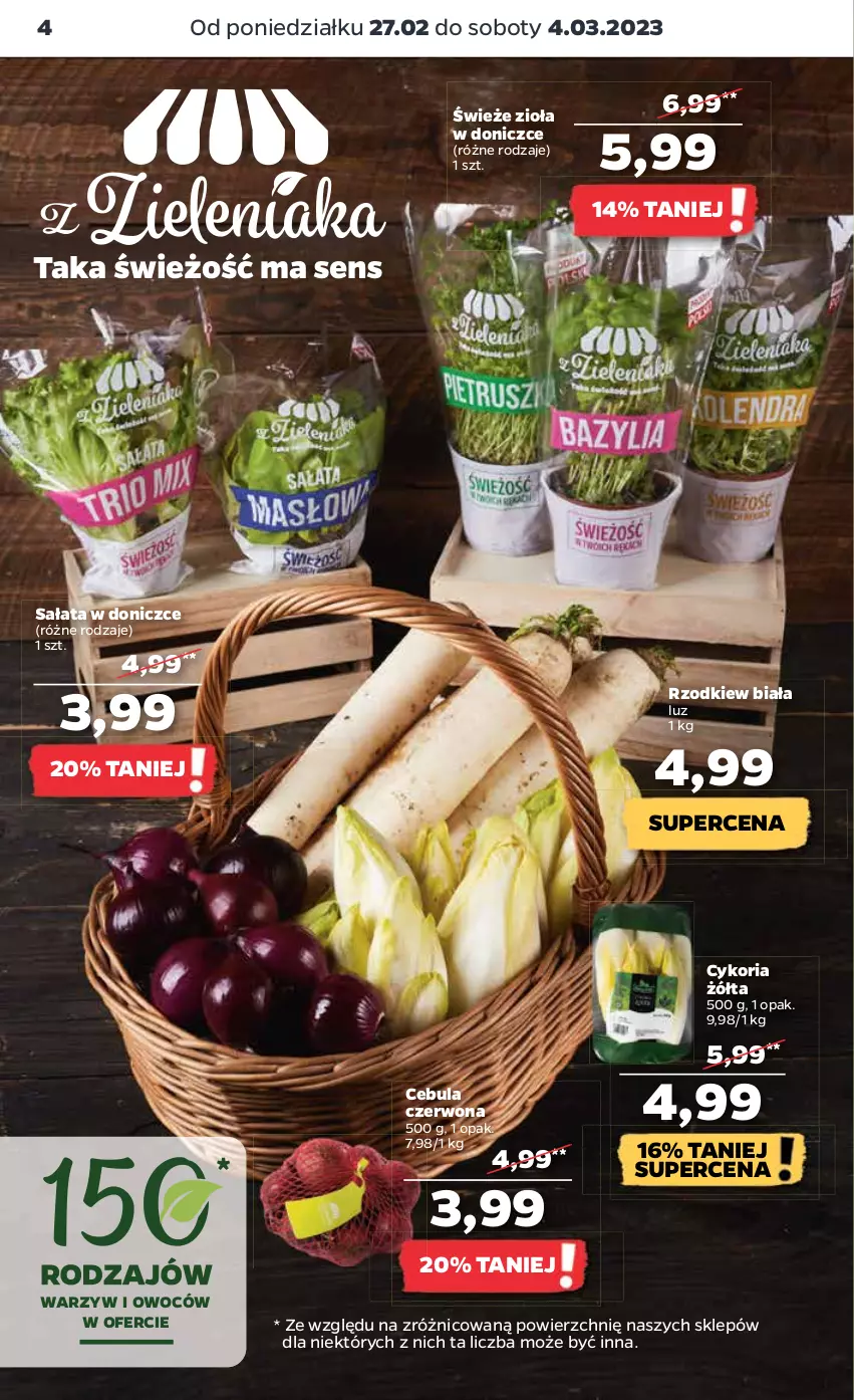 Gazetka promocyjna Netto - Artykuły spożywcze - ważna 27.02 do 04.03.2023 - strona 4 - produkty: Cebula, Cebula czerwona, Sałat, Zioła w doniczce