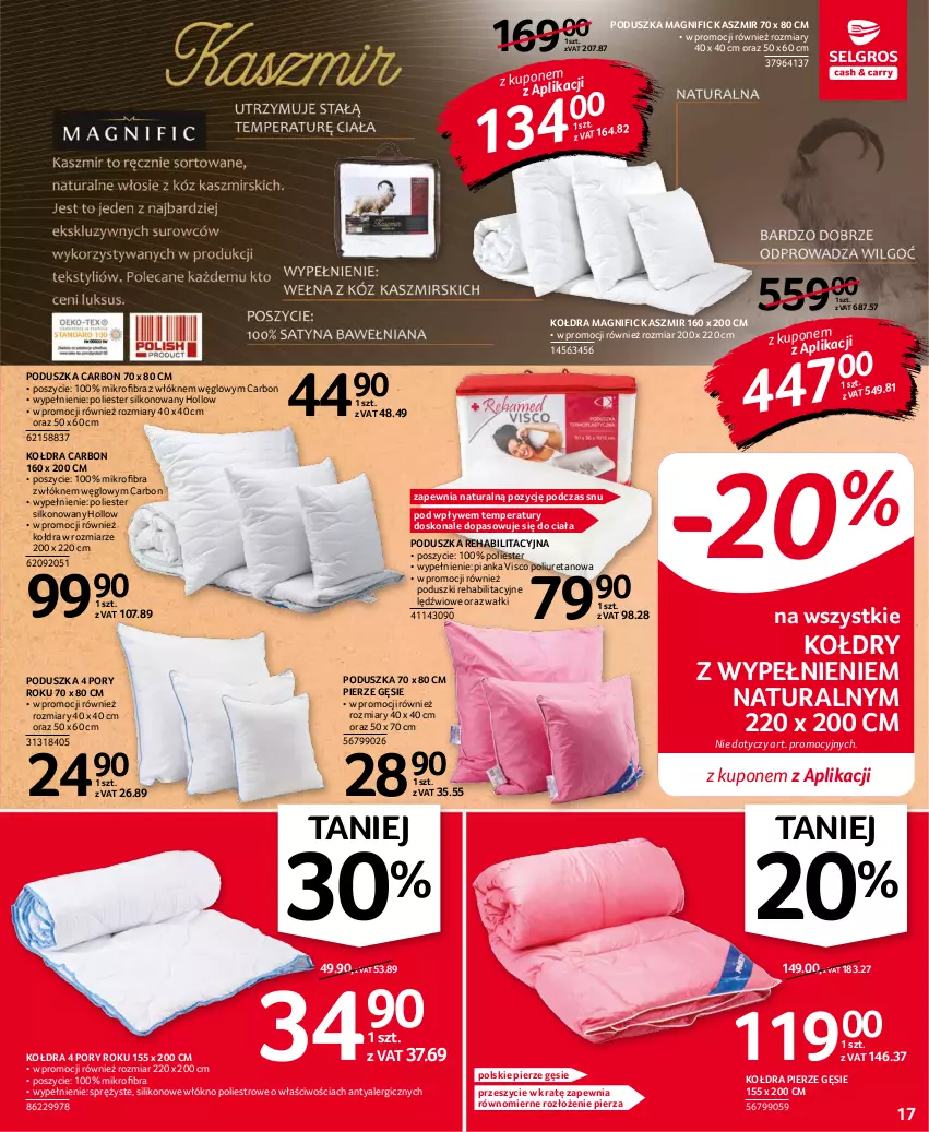 Gazetka promocyjna Selgros - Oferta przemysłowa - ważna 14.10 do 27.10.2021 - strona 17 - produkty: Kołdra, Poduszka, Por