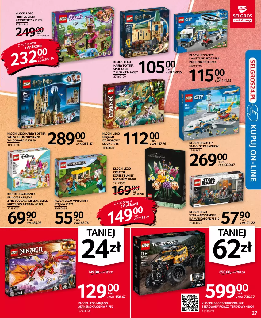 Gazetka promocyjna Selgros - Oferta przemysłowa - ważna 14.10 do 27.10.2021 - strona 27 - produkty: Amol, Ariel, Bell, Bukiet, Disney, Harry Potter, Helikopter, Klocki, Książka, LEGO, LEGO City, LEGO Creator, LEGO Friends, LEGO Harry Potter, LEGO Minecraft, LEGO Ninjago, LEGO Star Wars, LEGO Technic, Minecraft, Pojazd, Samolot, Star Wars, Tera