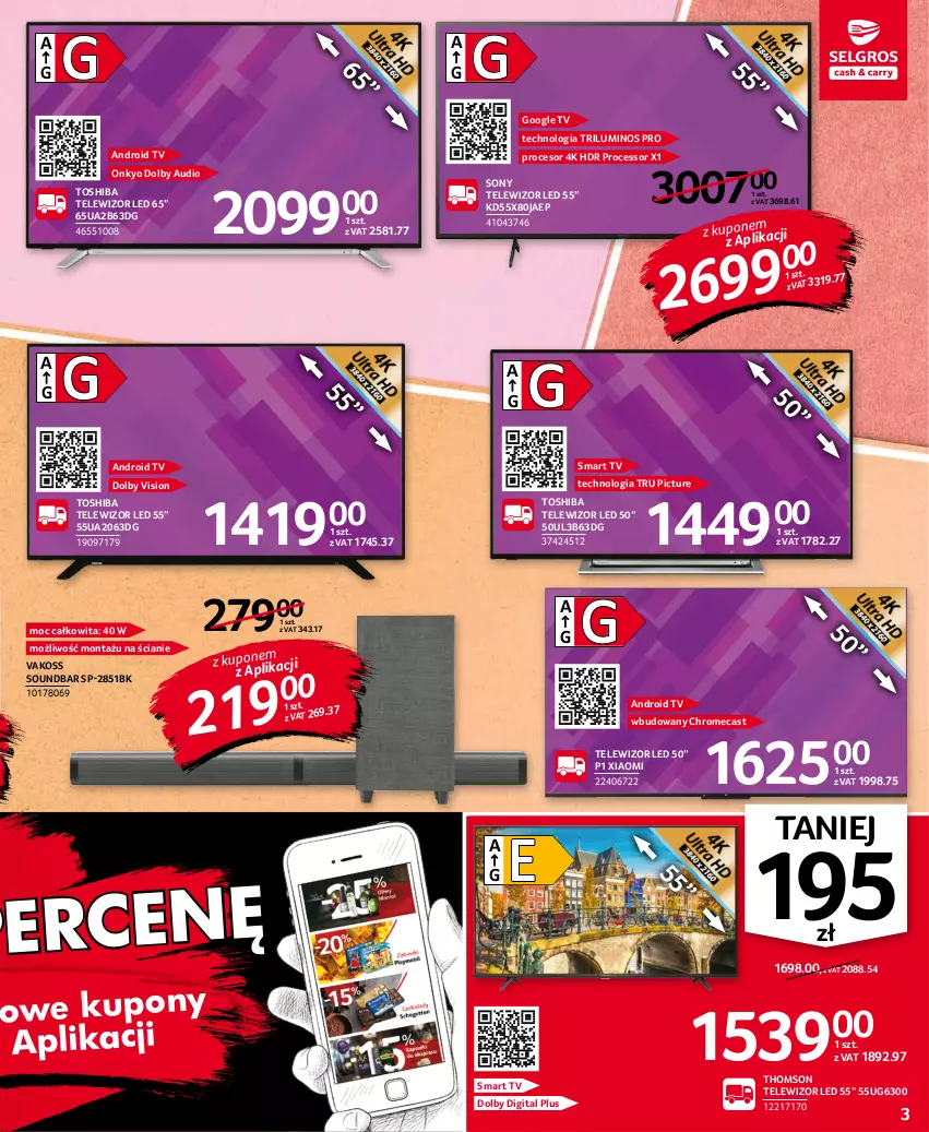 Gazetka promocyjna Selgros - Oferta przemysłowa - ważna 14.10 do 27.10.2021 - strona 3 - produkty: Android TV, Procesor, Smart tv, Sony, Soundbar, Telewizor, Thomson, Toshiba