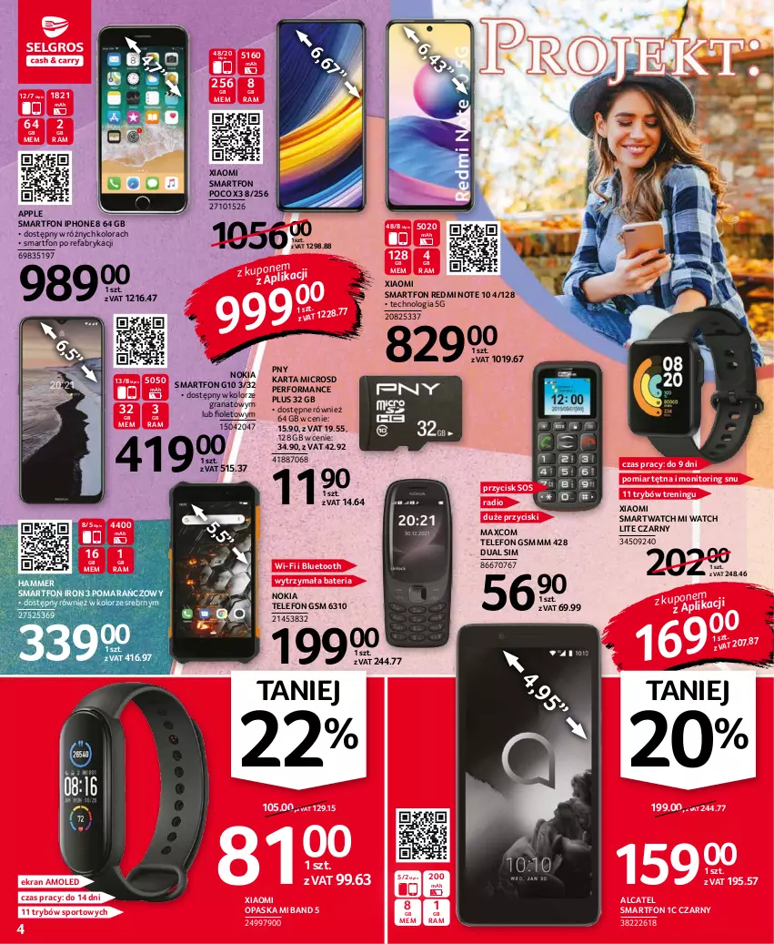 Gazetka promocyjna Selgros - Oferta przemysłowa - ważna 14.10 do 27.10.2021 - strona 4 - produkty: Amol, Bateria, Fa, Gra, Granat, IPhone 8, Monitor, Nokia, Opaska, Por, Redmi Note, Smartfon, Smartwatch, Sos, Sport, Telefon