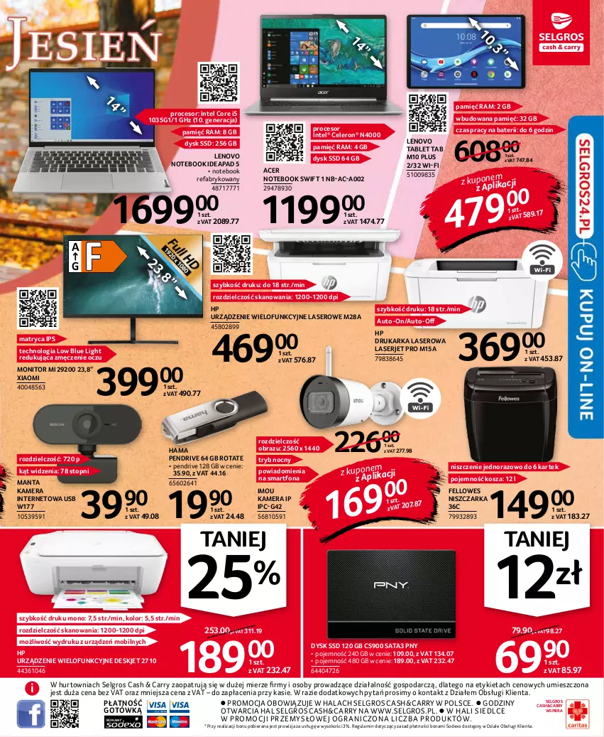 Gazetka promocyjna Selgros - Oferta przemysłowa - ważna 14.10 do 27.10.2021 - strona 5 - produkty: Acer, Drukarka, Fa, Gra, Hama, HP, Intel, Kamera, Kamera internetowa, Kosz, Lenovo, LG, Manta, Mobil, Monitor, Niszczarka, Notebook, Obraz, Pendrive, Procesor, Ser, Smartfon, Sok, Tablet, Top, Urządzenie wielofunkcyjne