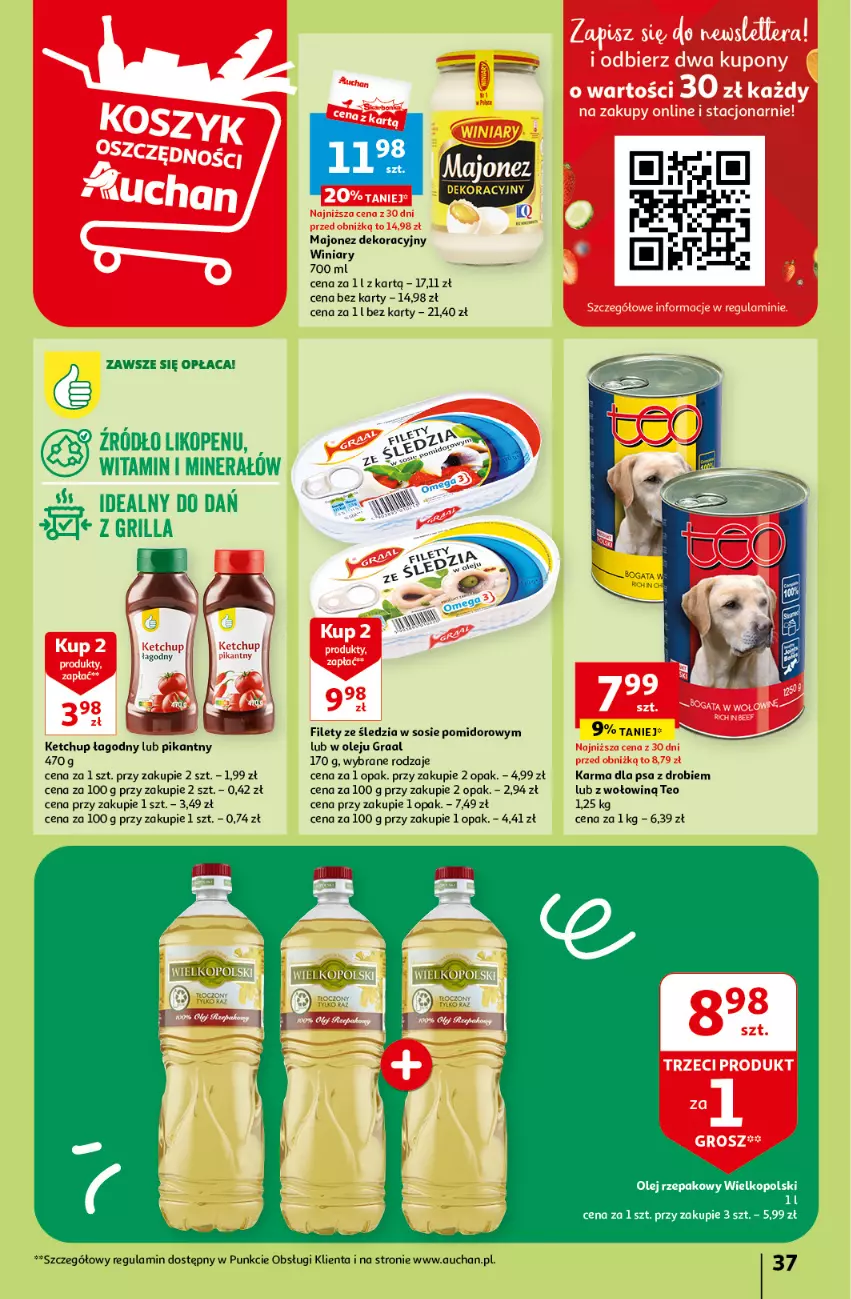 Gazetka promocyjna Auchan - Gazetka Z miłości do okazji Hipermarket Auchan - ważna 08.02 do 14.02.2024 - strona 37 - produkty: Gra, Graal, Grill, Ketchup, Koc, Majonez, Olej, Olej rzepakowy, Sos, Winiary