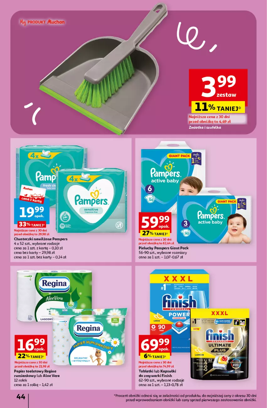 Gazetka promocyjna Auchan - Gazetka Z miłości do okazji Hipermarket Auchan - ważna 08.02 do 14.02.2024 - strona 44 - produkty: Aloe vera, Chusteczki, Finish, Gin, Pampers, Papier, Papier toaletowy, Pieluchy, Rum, Tablet, Zmywarki