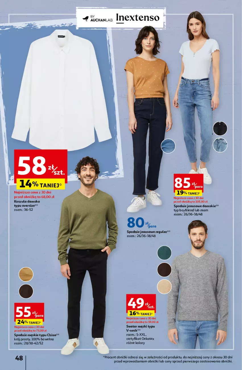 Gazetka promocyjna Auchan - Gazetka Z miłości do okazji Hipermarket Auchan - ważna 08.02 do 14.02.2024 - strona 48 - produkty: Kosz, Koszula, Spodnie, Spodnie jeans, Sweter, Wełna