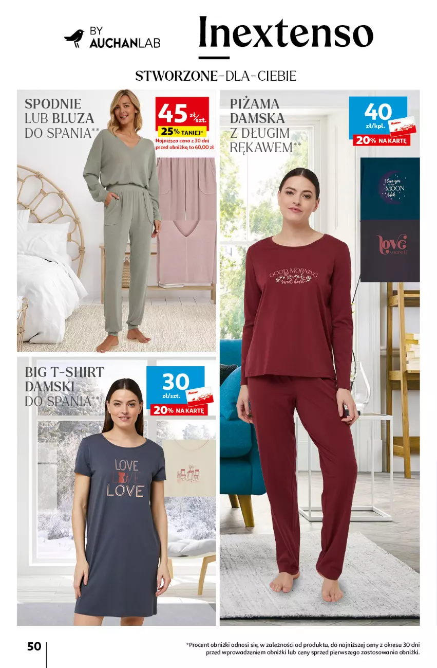 Gazetka promocyjna Auchan - Gazetka Z miłości do okazji Hipermarket Auchan - ważna 08.02 do 14.02.2024 - strona 50 - produkty: Bluza, Mus, Piżama, Spodnie, T-shirt