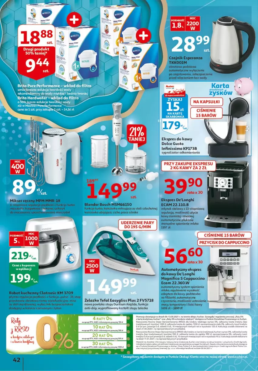 Gazetka promocyjna Auchan - 25 Urodziny #3 Hipermarkety - ważna 06.05 do 13.05.2021 - strona 42 - produkty: Blender, Bosch, Cappuccino, Czajnik, Dolce Gusto, Fa, Jaja, Mikser, Mleko, Młynek, Piec, Ser, Sok, Tefal, Top, Tytan