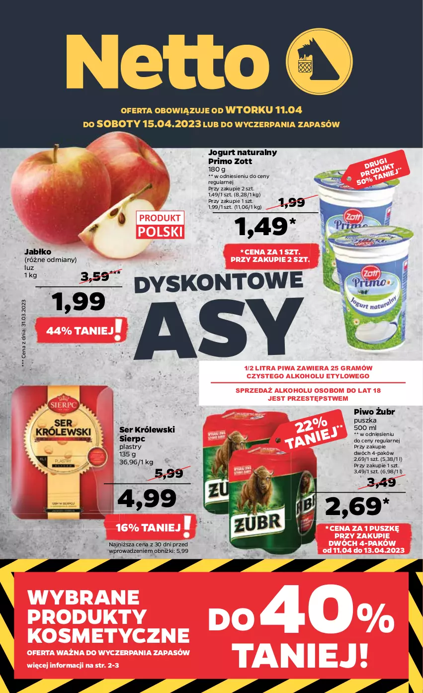 Gazetka promocyjna Netto - Artykuły spożywcze - ważna 11.04 do 15.04.2023 - strona 1 - produkty: Gra, Jogurt, Jogurt naturalny, Królewski, Piwa, Piwo, Ser, Zott