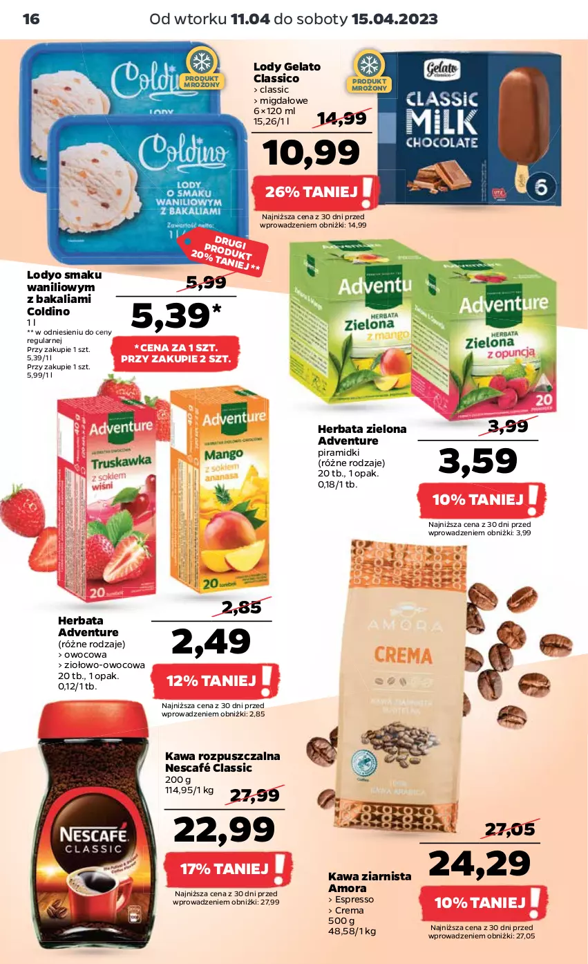 Gazetka promocyjna Netto - Artykuły spożywcze - ważna 11.04 do 15.04.2023 - strona 16 - produkty: Herbata, Kawa, Kawa rozpuszczalna, Kawa ziarnista, Lody, Nescafé