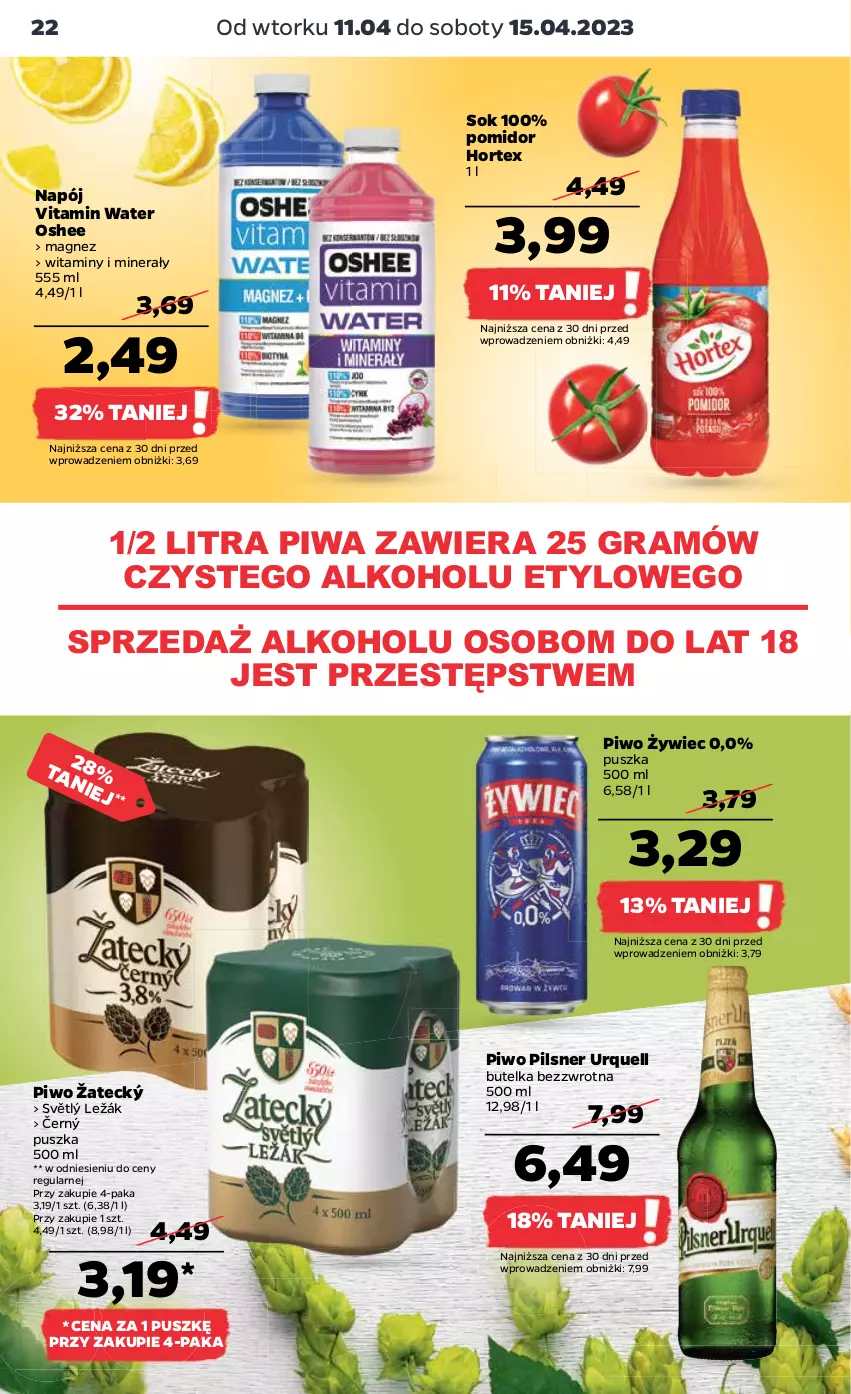 Gazetka promocyjna Netto - Artykuły spożywcze - ważna 11.04 do 15.04.2023 - strona 22 - produkty: Gra, Hortex, Magnez, Napój, Oshee, Pilsner Urquell, Piwa, Piwo, Sok