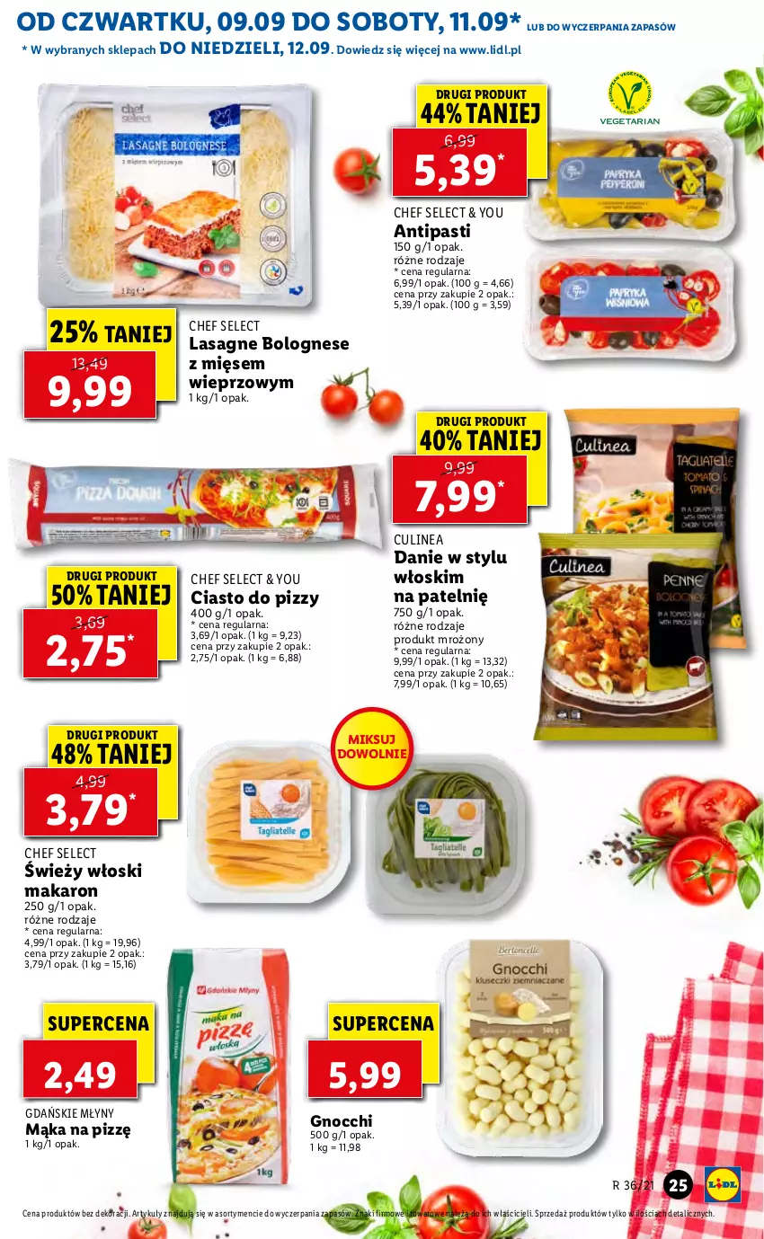 Gazetka promocyjna Lidl - GAZETKA - ważna 09.09 do 12.09.2021 - strona 25 - produkty: Gnocchi, Lasagne, Lasagne bolognese, Mąka, Makaron