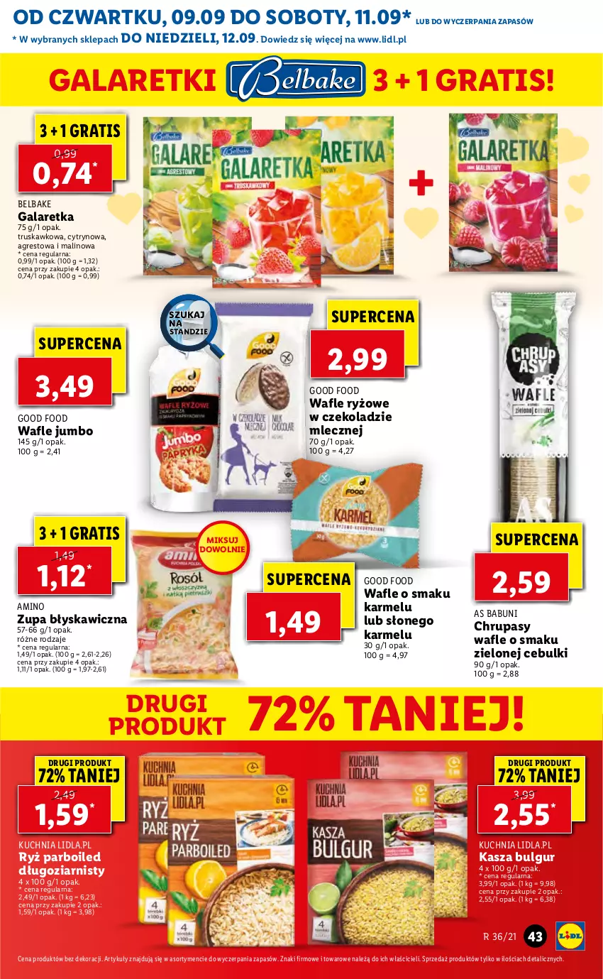 Gazetka promocyjna Lidl - GAZETKA - ważna 09.09 do 12.09.2021 - strona 43 - produkty: Babuni, Bulgur, Gala, Galaretka, Galaretki, Gra, Gres, Kasza, Kuchnia, LG, Ryż, Ryż parboiled, Wafle, Zupa