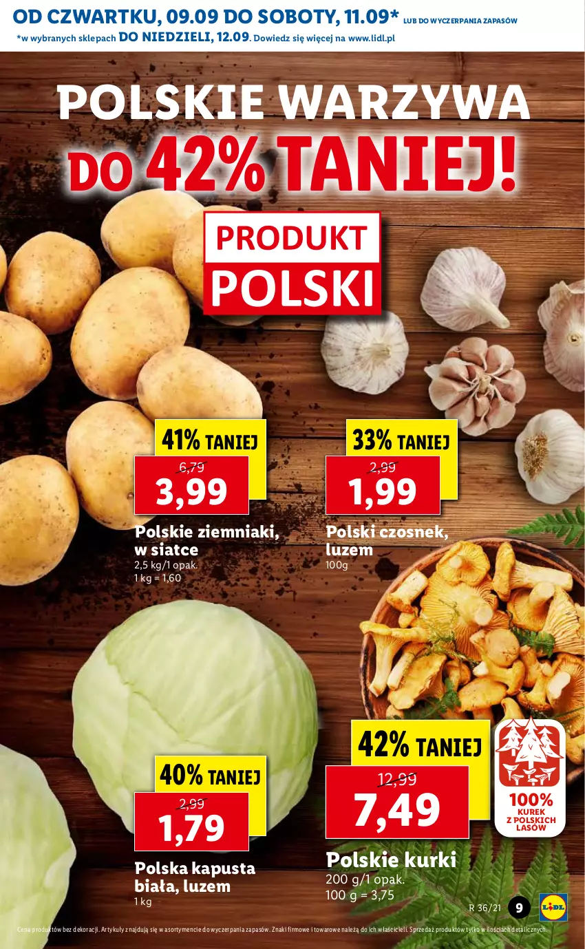 Gazetka promocyjna Lidl - GAZETKA - ważna 09.09 do 12.09.2021 - strona 9 - produkty: Czosnek, Warzywa, Ziemniaki