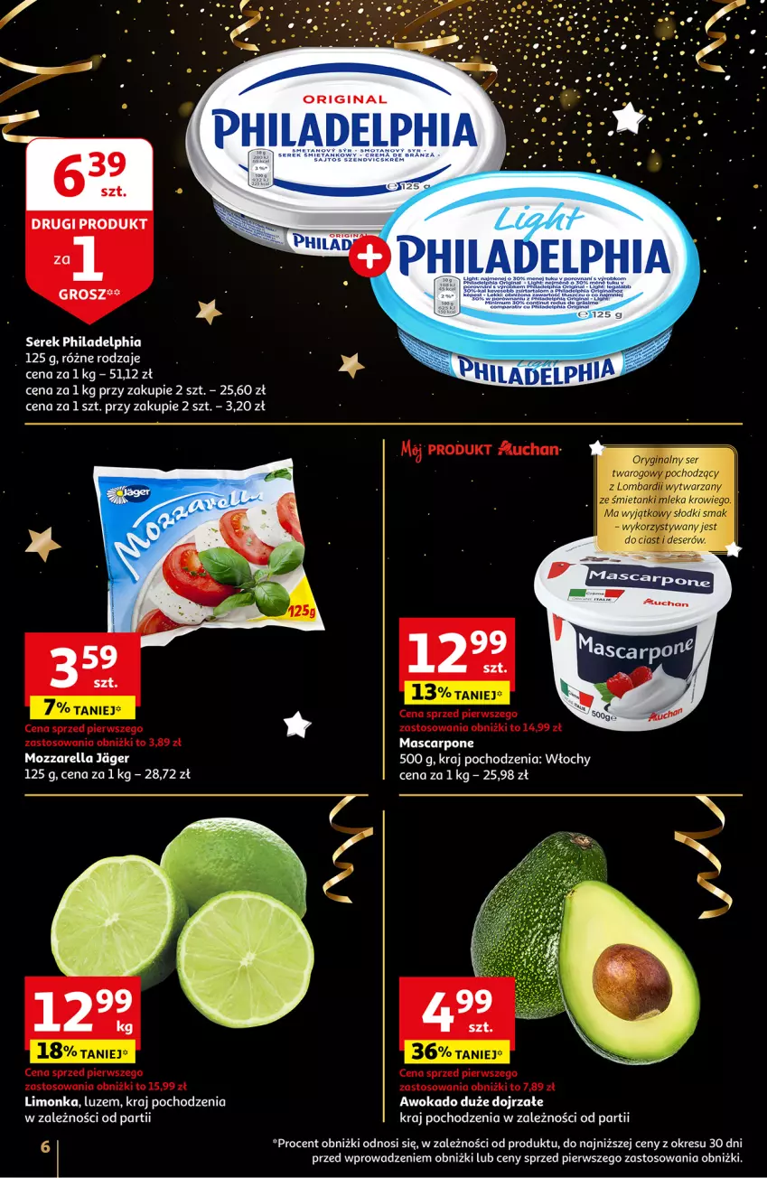 Gazetka promocyjna Auchan - Gazetka Moc Okazji na Nowy Rok 2024 Hipermarket Auchan - ważna 27.12 do 30.12.2023 - strona 6 - produkty: Gin, Limonka, Mascarpone, Ser