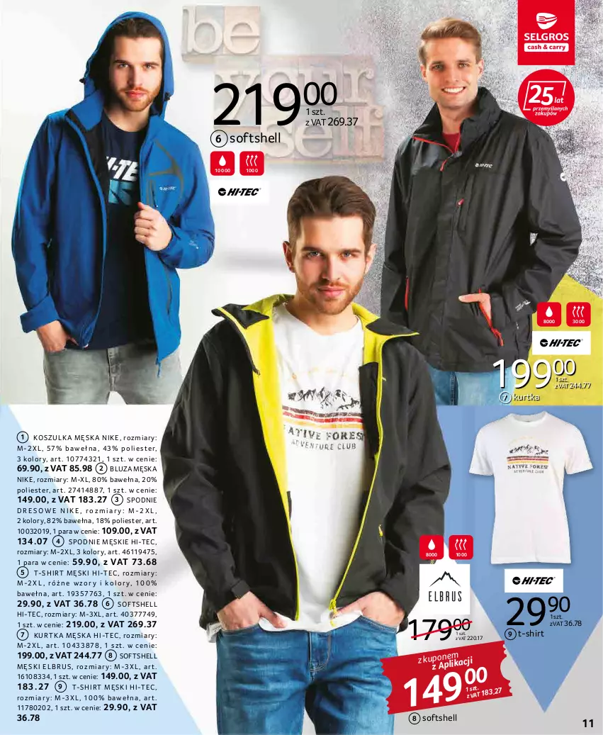 Gazetka promocyjna Selgros - Katalog Tekstylia - ważna 03.03 do 16.03.2022 - strona 11 - produkty: Bluza, Hi-Tec, Kurtka, Nike, T-shirt, Wełna