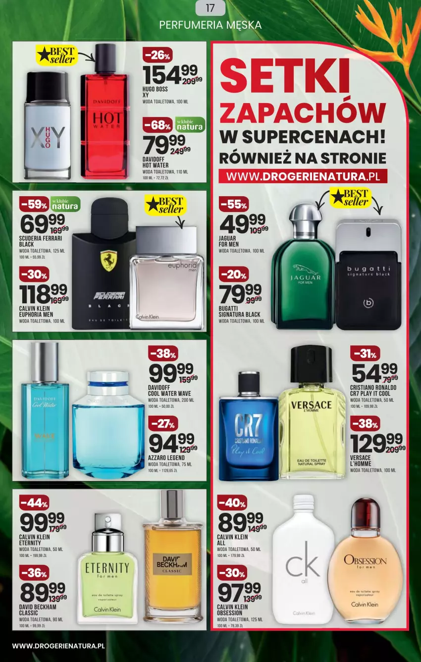 Gazetka promocyjna Drogerie Natura - Gazetka Drogerie Natura - ważna 24.03 do 10.04.2022 - strona 17 - produkty: Azzaro, Calvin Klein, David Beckham, Davidoff, Jaguar, Lack, Perfum, SESSIO, Versace, Woda, Woda toaletowa