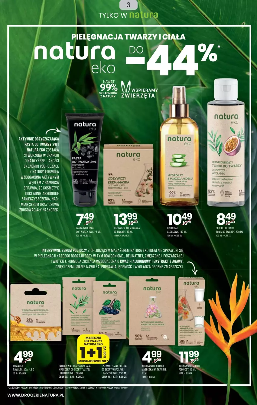 Gazetka promocyjna Drogerie Natura - Gazetka Drogerie Natura - ważna 24.03 do 10.04.2022 - strona 3 - produkty: Hydrolat, Mars, Masażer, Miód, Peeling, Rum, Ser, Serum, Tonik, Tonik do twarzy, Węgiel aktywny, Zwierzęta