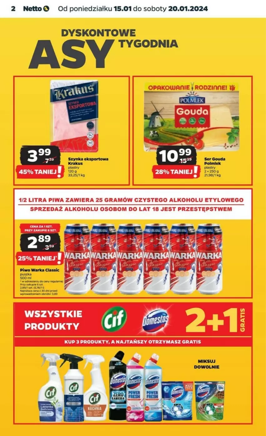 Gazetka promocyjna Netto - ważna 15.01 do 20.01.2024 - strona 12 - produkty: Gra, Krakus, Piwa, Piwo, Por, Sport, Szynka, Warka